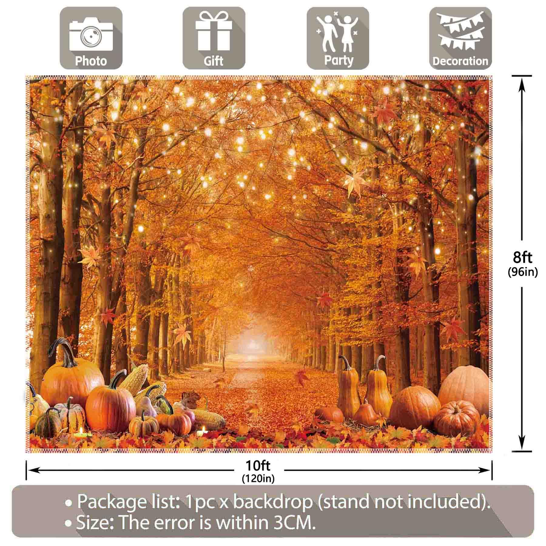 Swepuck 10X8Ft Fall Photography Backdrop Autumn Maple Leaves Pumpkin Friendsgiving Background Thanksgiving Party Supplies Farm H