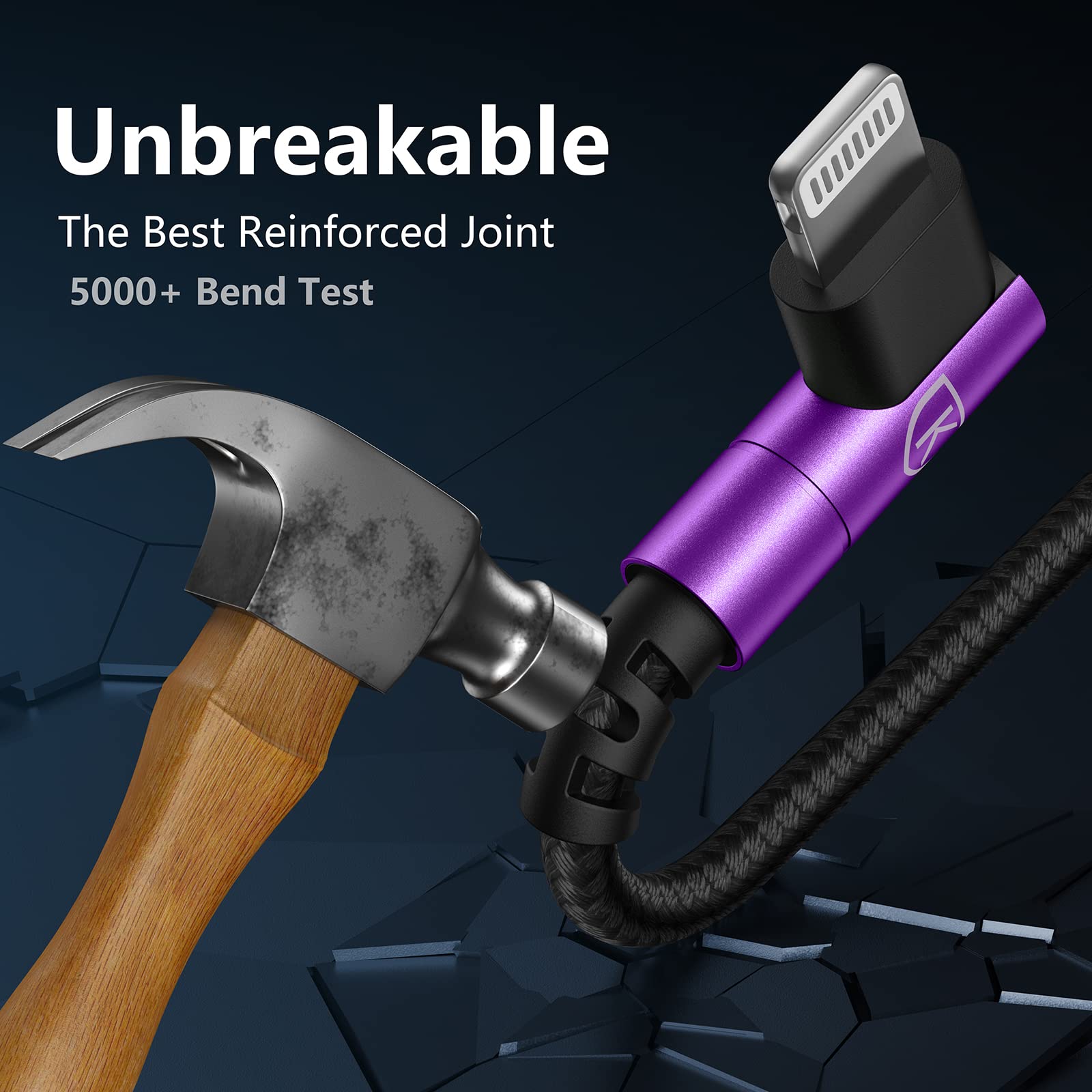 10Ft Iphone Charger Cable,3Pack 90 Degree Charging Cable, [Apple Mfi Certified] Long Lightning Cable Fast Charging Cord Compatible For Iphone 14/13/12/11/Pro/Max/Mini/X/Plus/8/7/6/Plus/   Purple