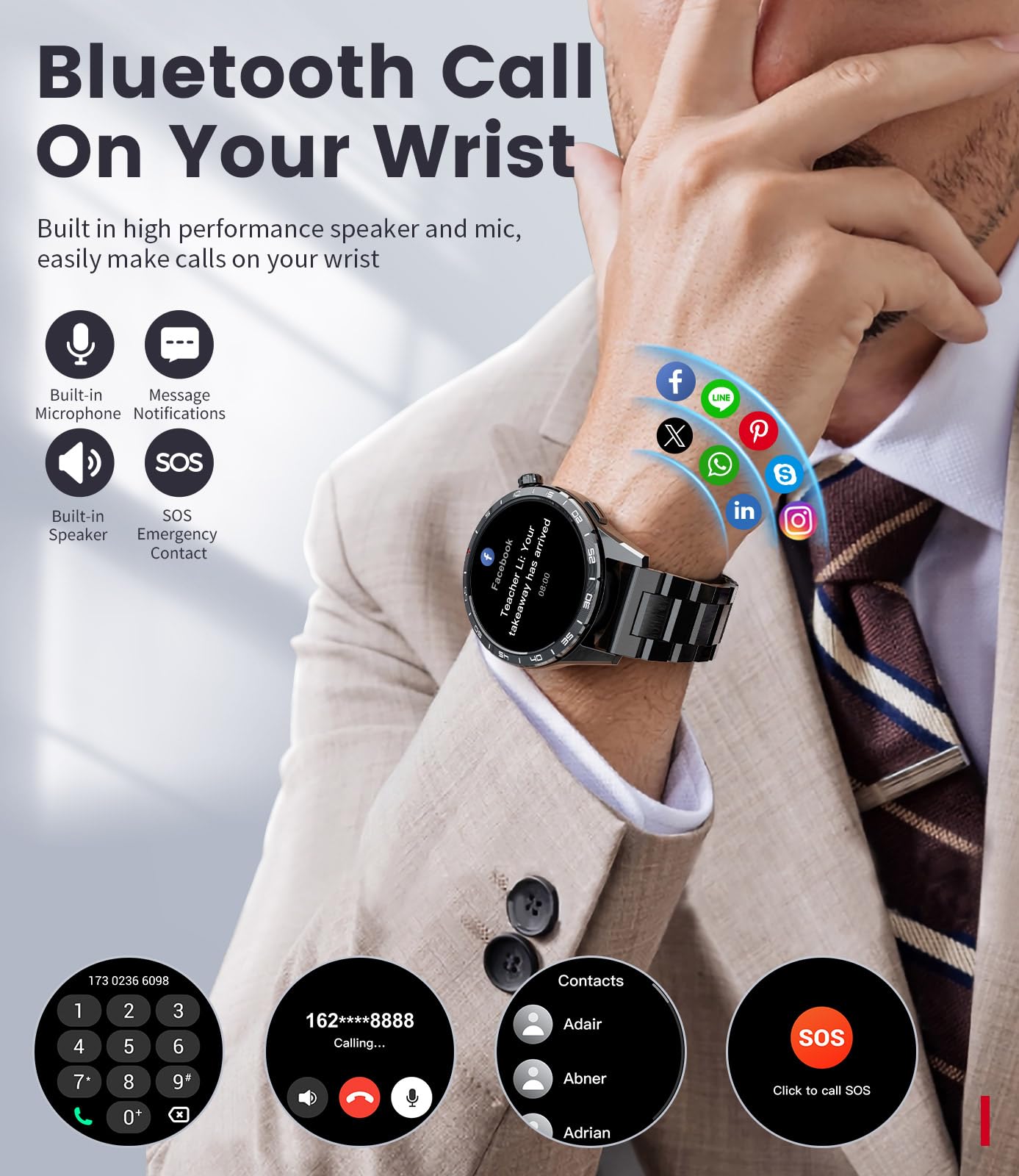 Lige Military Smart Watches For Men(Answer/Make Calls), 1.43 '' Hd Amoled Fitness Tracker With 110+ Sport Modes, 24/7 Heart Rate