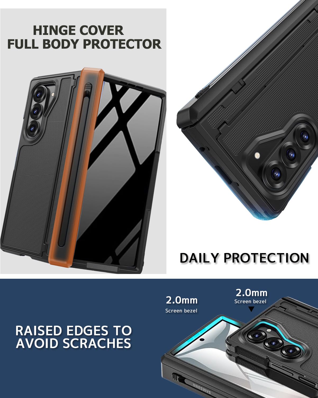 Ninki For Samsung Galaxy Z Fold 7 Case With S Pen Holder & Stylus And Invisible Kickstand,Built In Privacy Screen Protector And