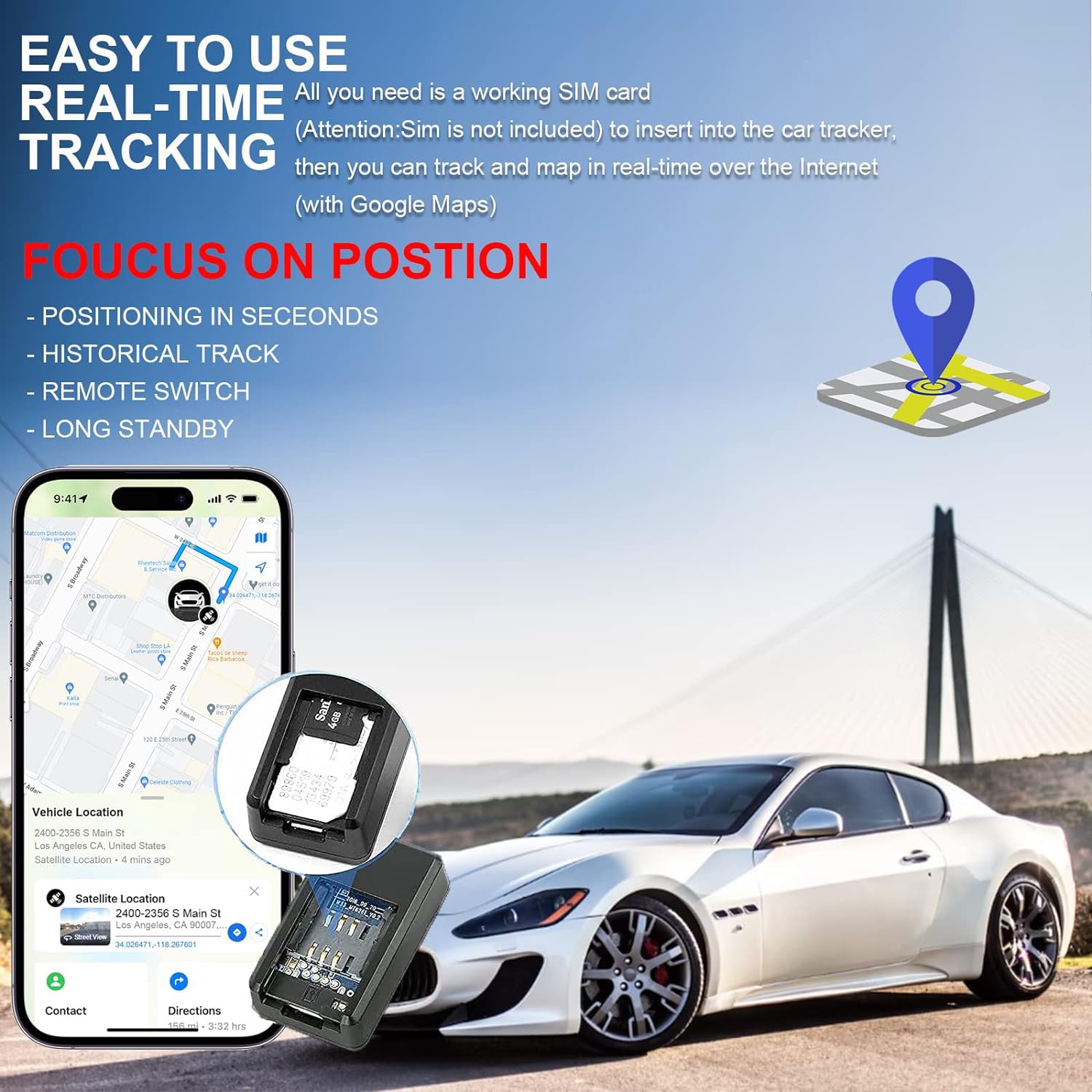 Gps Tracker For Vehicles, Mini Portable Real Time Magnetic Gps Tracking Device, Full Global Coverage Location Tracker For Car, K