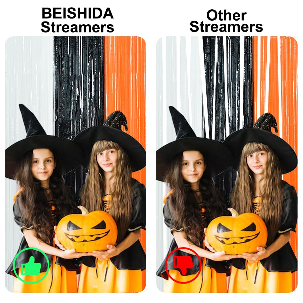 3 Pack Tinsel Curtain Party Streamers Backdrop Halloween, Door Streamers Fringe Foil Curtain Backdrop Curtain For Halloween Part