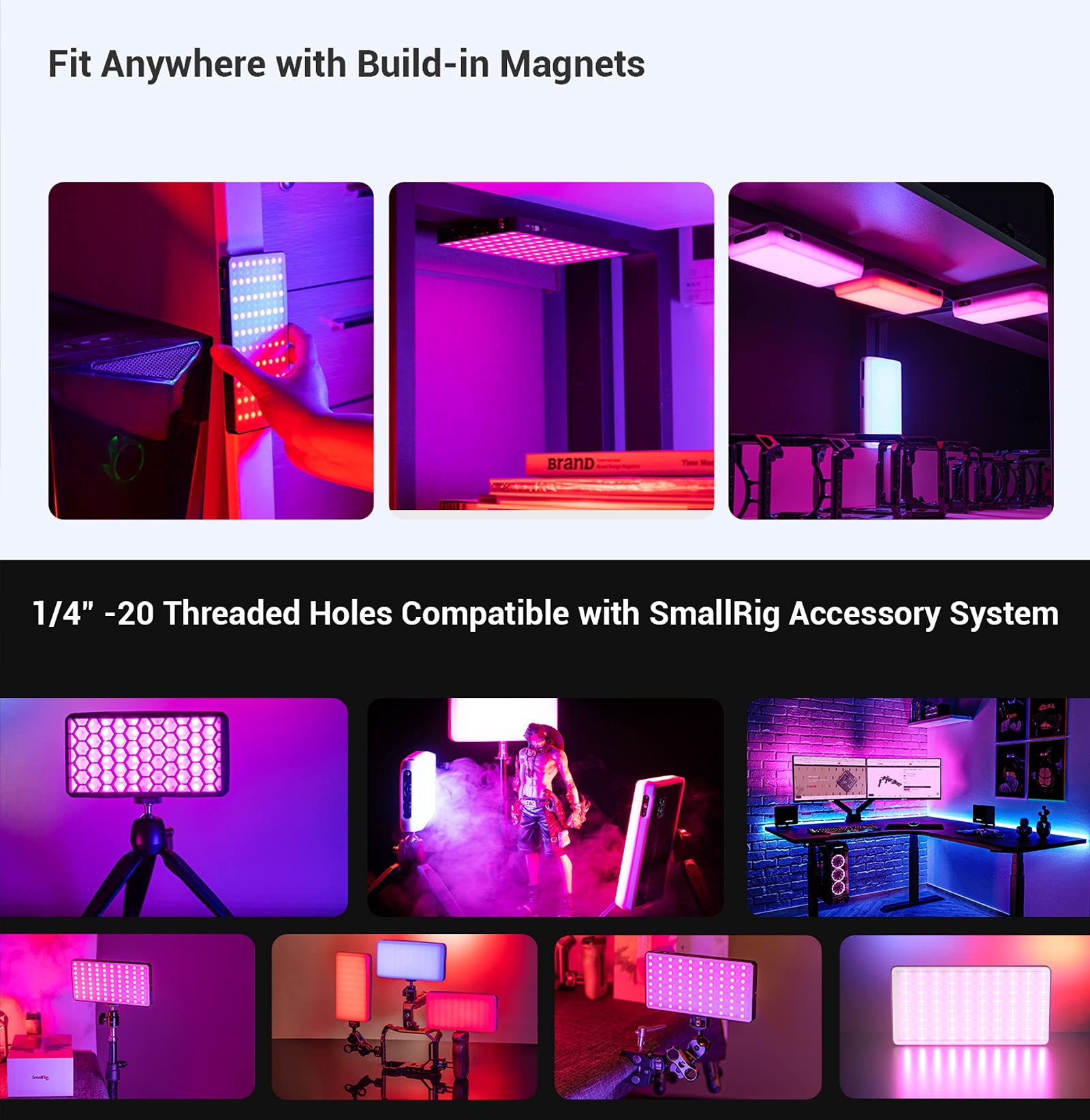 Smallrig Pix M160 Rgb Video Light, 12W Rgbww Led Camera Light Panel, 360 Full Color Portable Light For Photography, 3800Mh Batte