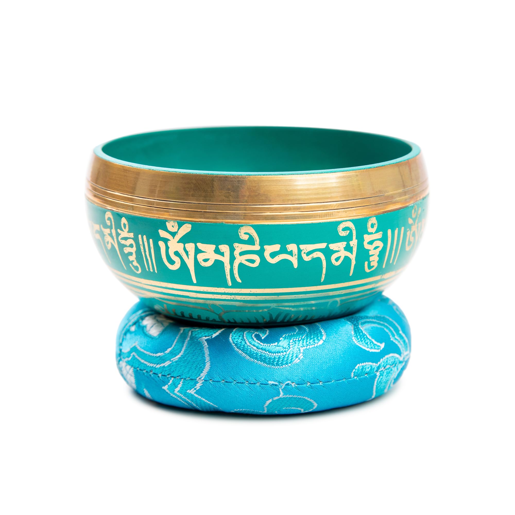 Tibetan Singing Bowl Set Bronze   Master Healing Grade   Authentic Handcrafted Sound Bowl By Himalayan Bazaar (Turquoise)