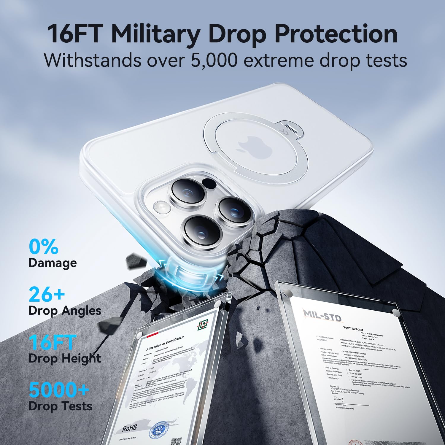 Casekoo Patented 360 Spin Magnetic Stand For Iphone 13 Pro Case [Military Drop Protection] [Compatible With Magsafe] Shockproof