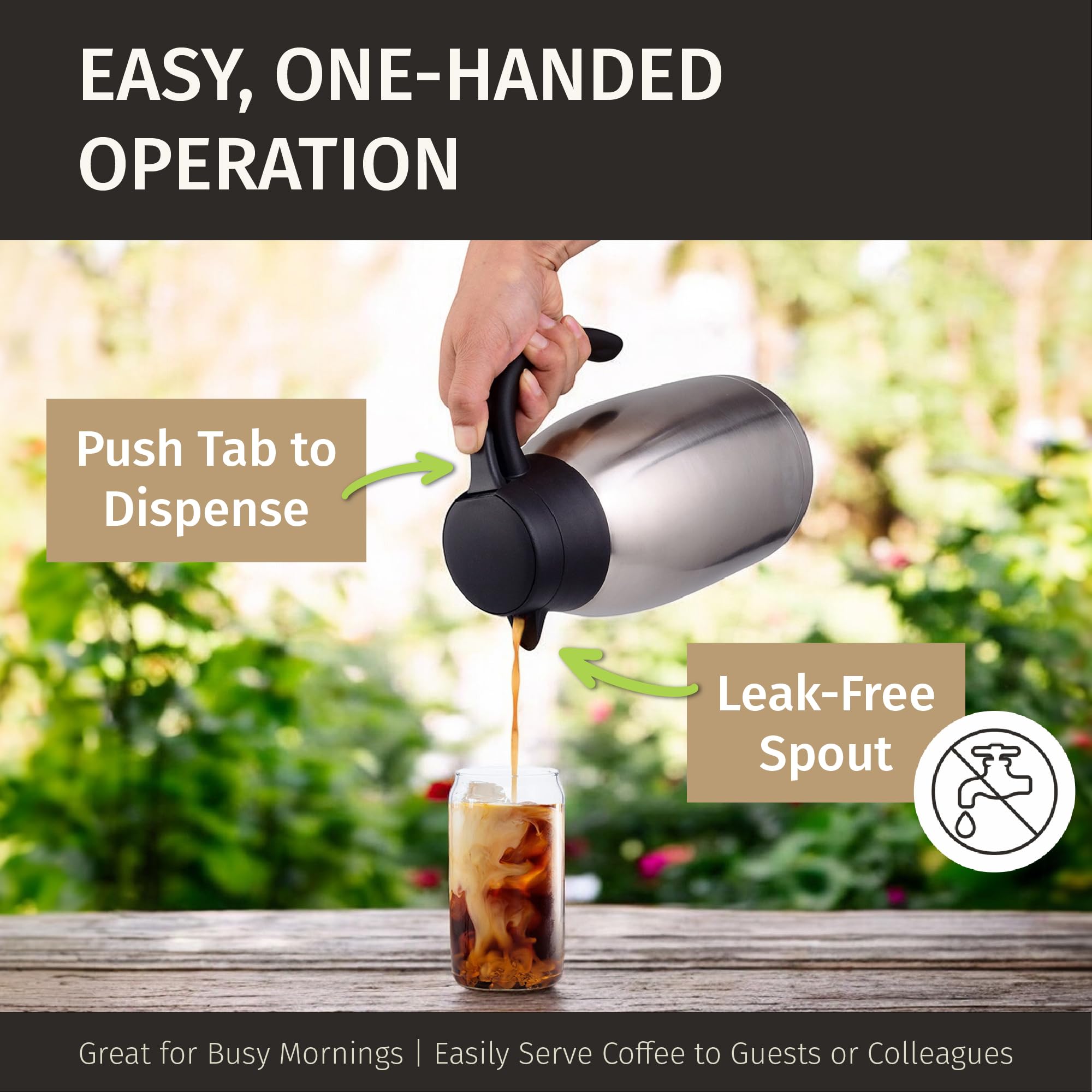 Thermal Coffee Carafe With Cleaning Brush   68 Oz / 2L Carafe, 24 Hours Cold Or Hot Water Dispenser, Carafe For Hot Liquids   St