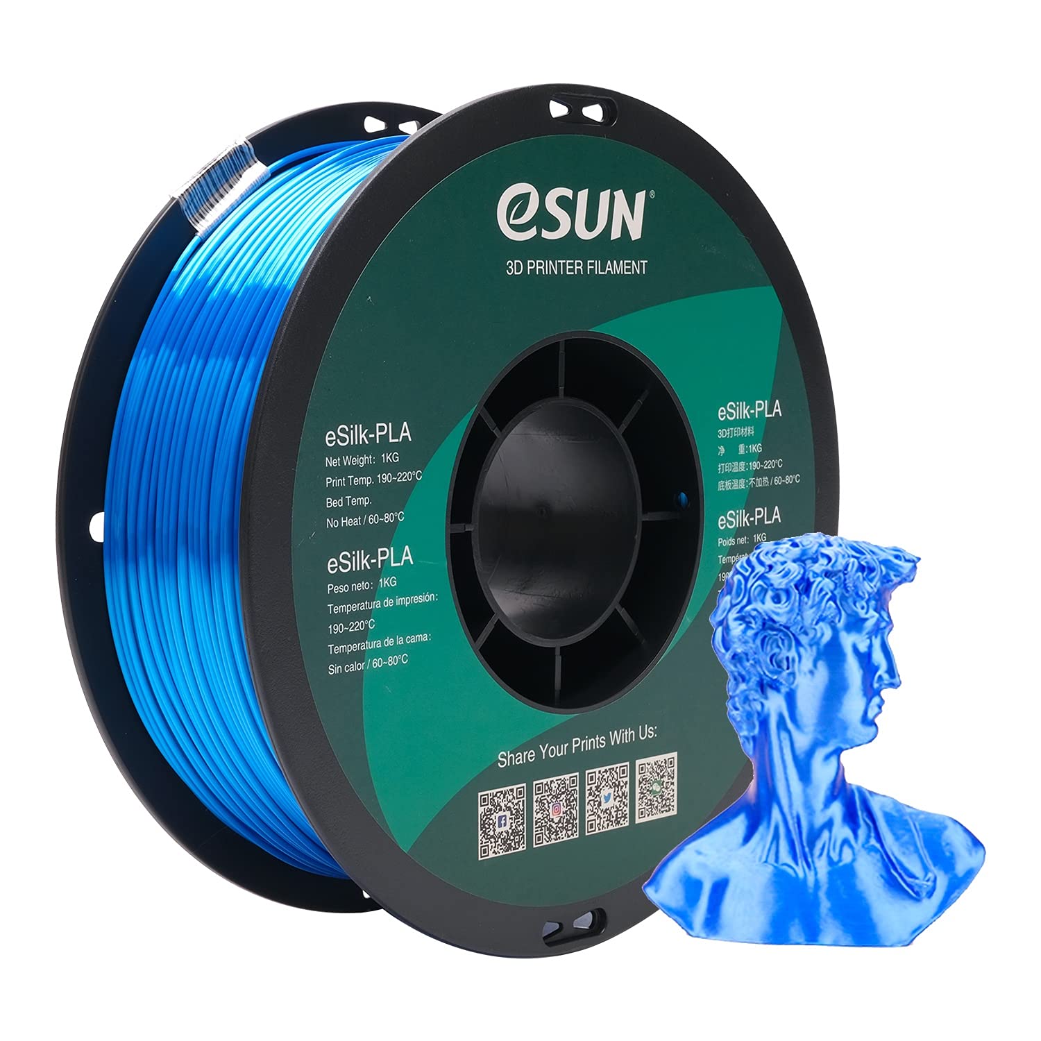 Esun Silk Pla Filament 175Mm, Silky Shiny 3D Printer Filament Pla, Dimensional Accuracy +  005Mm, 1Kg Spool (22 Lbs) 3D Printing