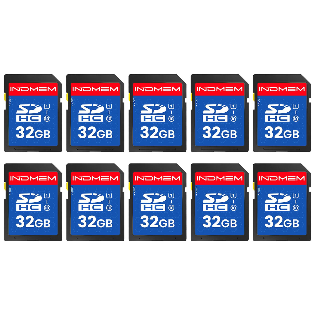 INDMEM SD Card 32GB, 10-Pack UHS-I Class 10 MLC Flash Memory Card, Hig ...