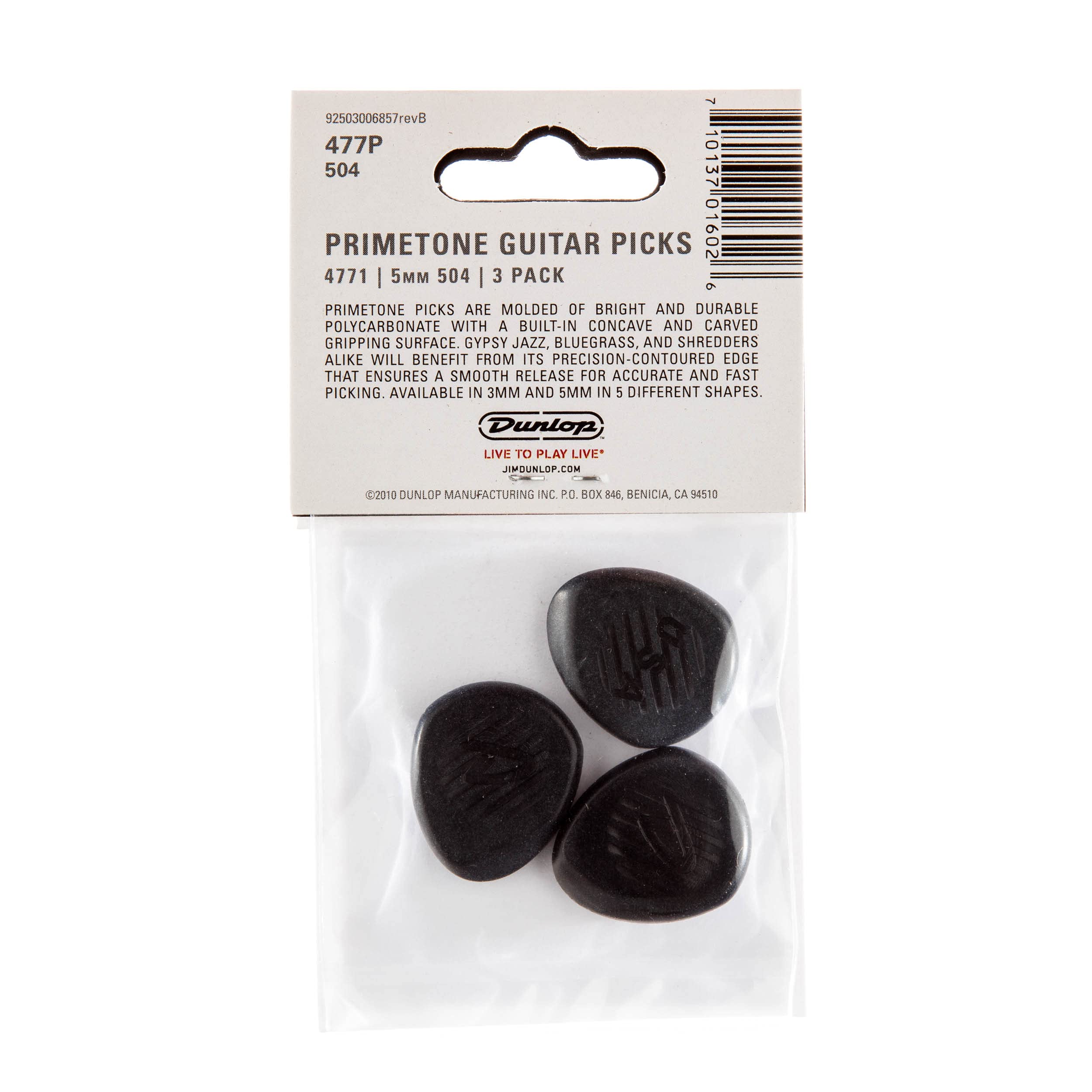 Jim Dunlop 477P504 Primetone, Round Tip, 5.0Mm, 3/Player'S Pack