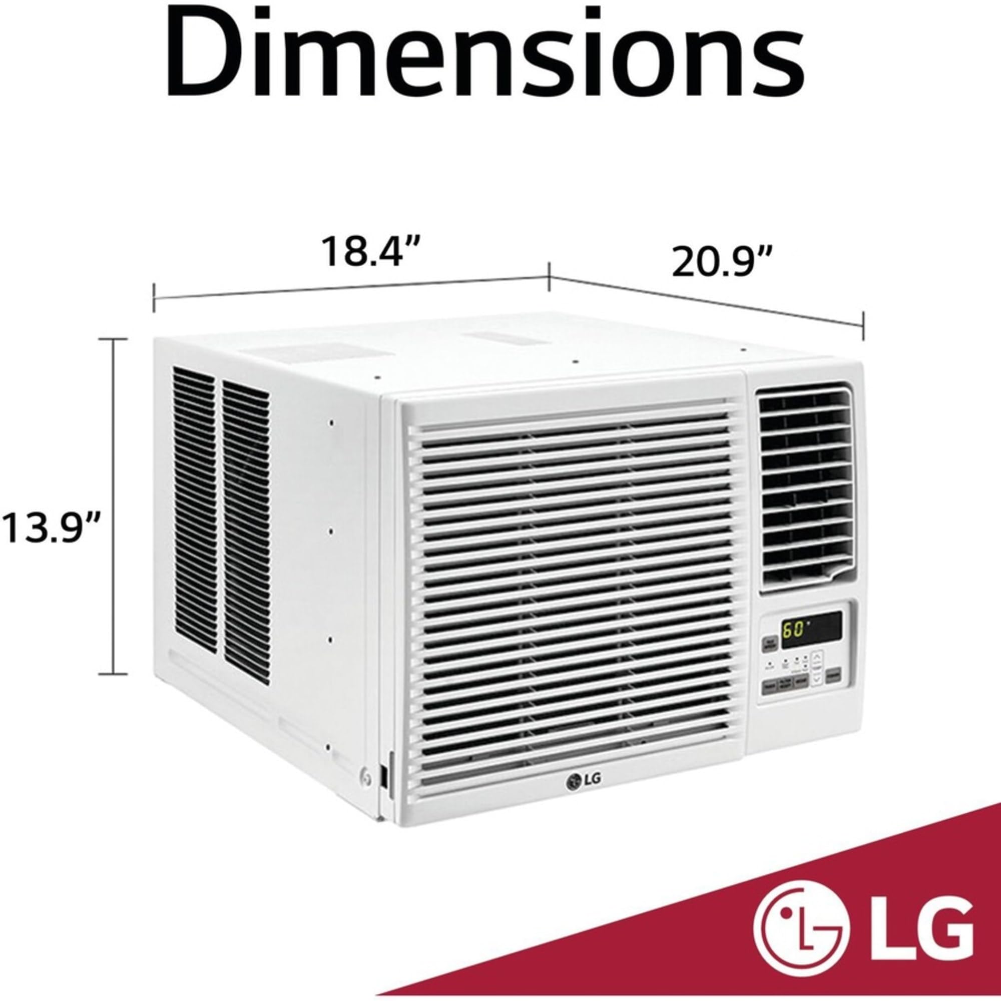 Lg 7,500 Btu Window Air Conditioner With Supplemental Heat, Cools 320 Sq.Ft. (16' X 20' Room Size), Electronic Controls With Rem