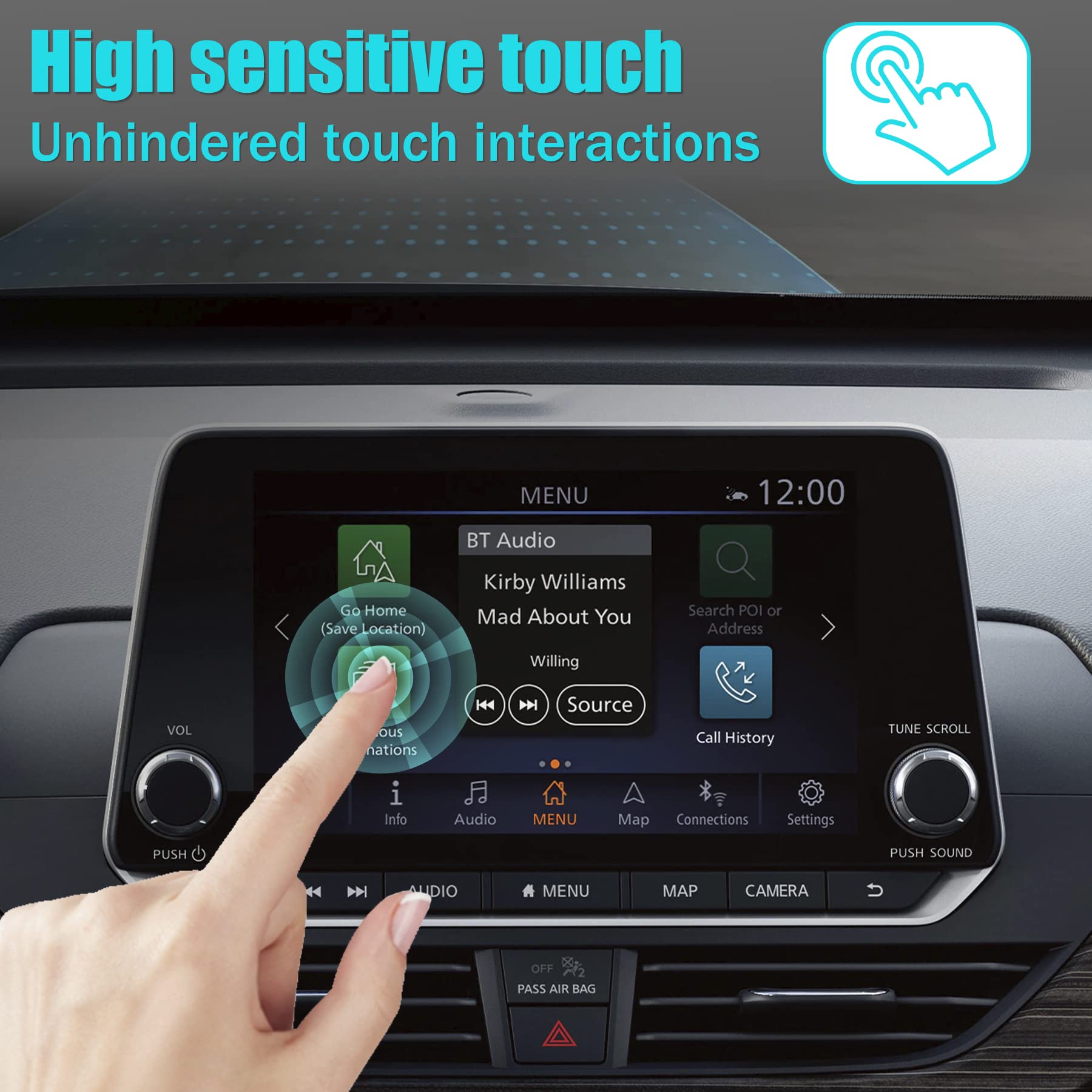 Bjsia Hdtempered Glass Screen Protector Compatible With 19 22 Nissan Altima Platinum/Sl/Sr/Sv 8'' Center Control Touch Screen Pr