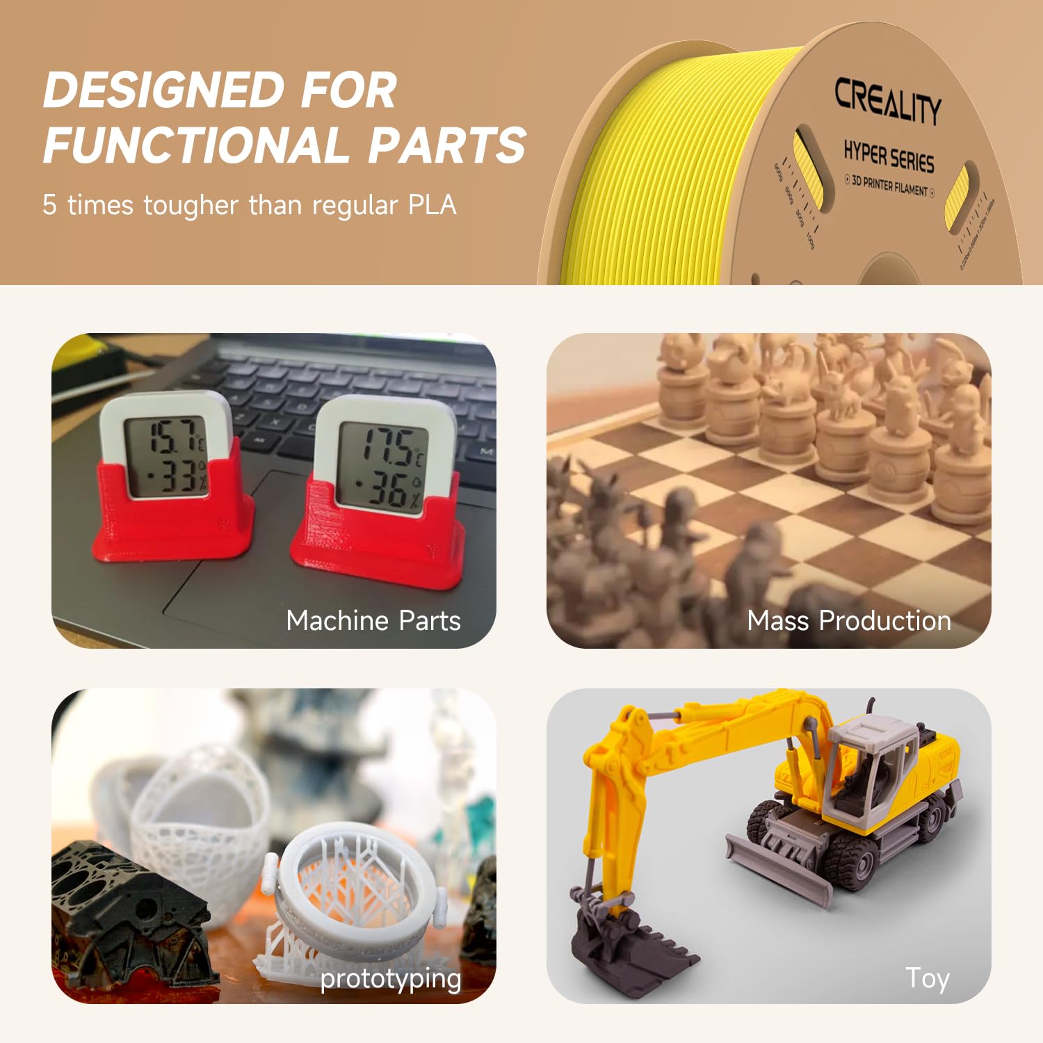 Official Creality Hyper Pla Filament 1.75Mm, High Speed Pla 30 600Mm/S 3D Printer Filament Pla, Dimensional Accuracy +/ 0.02Mm,