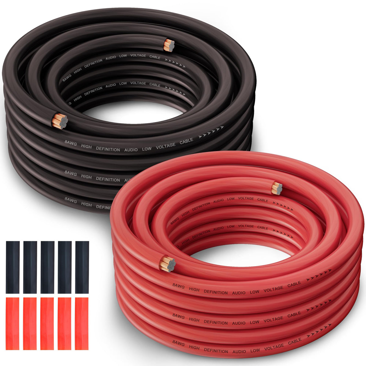 10 Gauge Wire (25Ft Each, Black/Red), 2 Pack Translucent Power Ground Cable, Cca, Primary Automotive Wire, Battery Wire, Car Aud