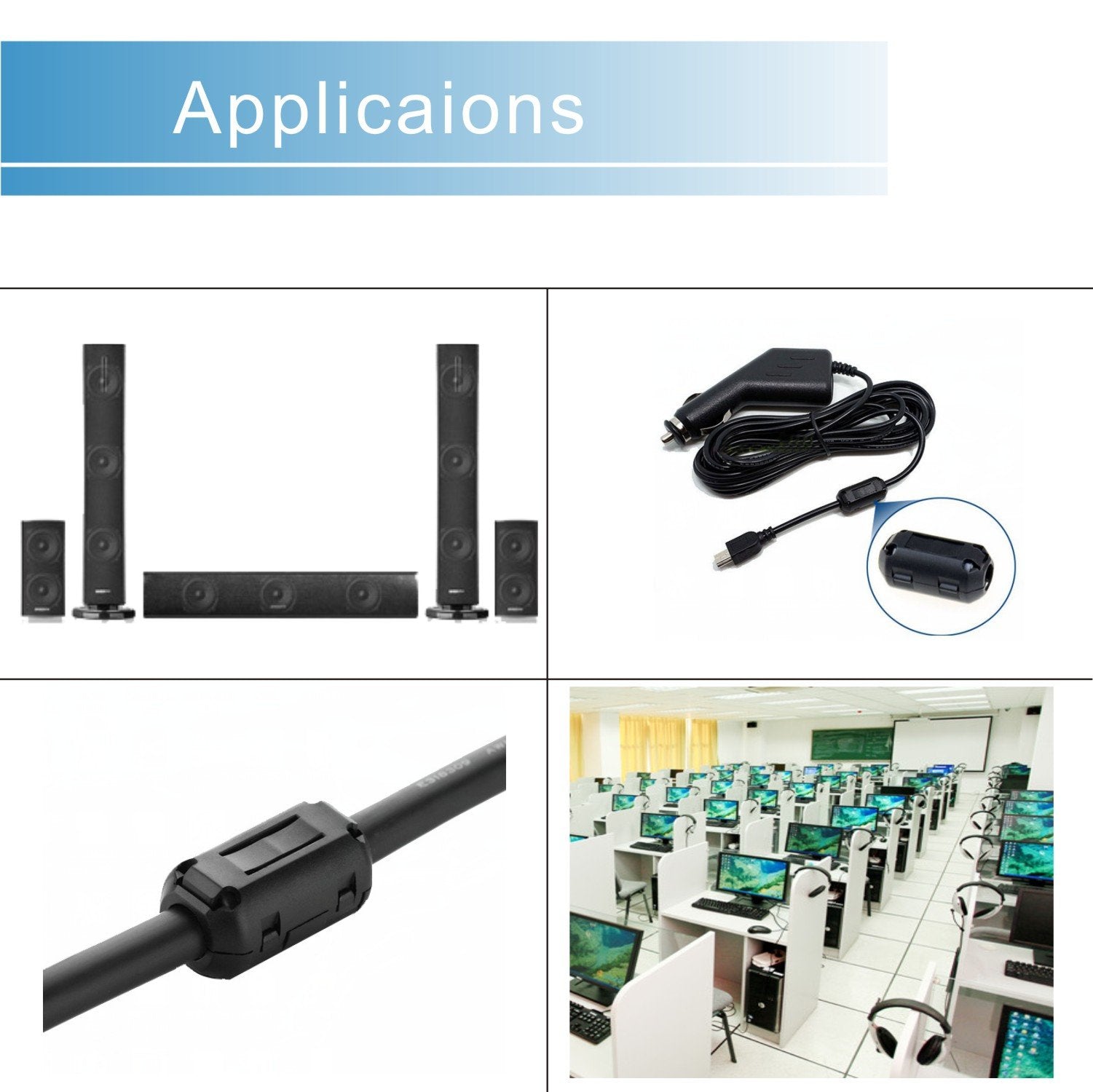 Iskuka [Pack Of 10] Ferrite Beads Clip   On Design For Hdmi Cable Usb Cable Noise Emi Rfi Suppressor Ferrite Core Ferrite Ring (