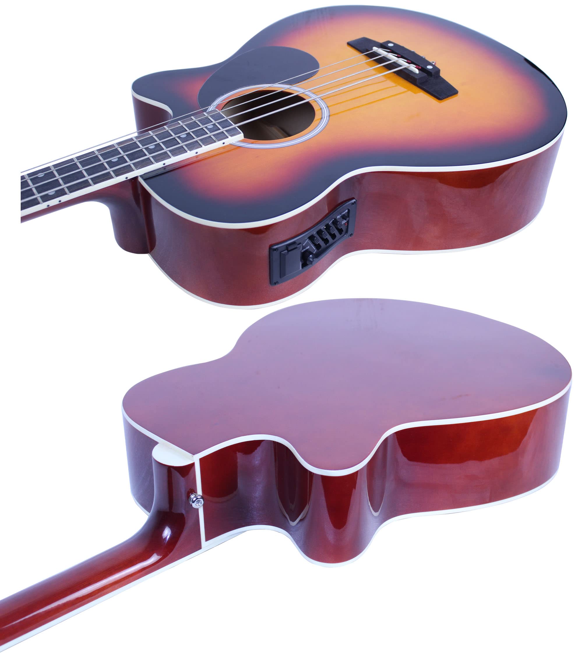 Ymc 4 Strings Cutaway Acoustic Electric Bass Guitar With 4 Band Equalizer, Adjustable Truss Rod,Gig Bag,Strap,Picks  (Sunburst)