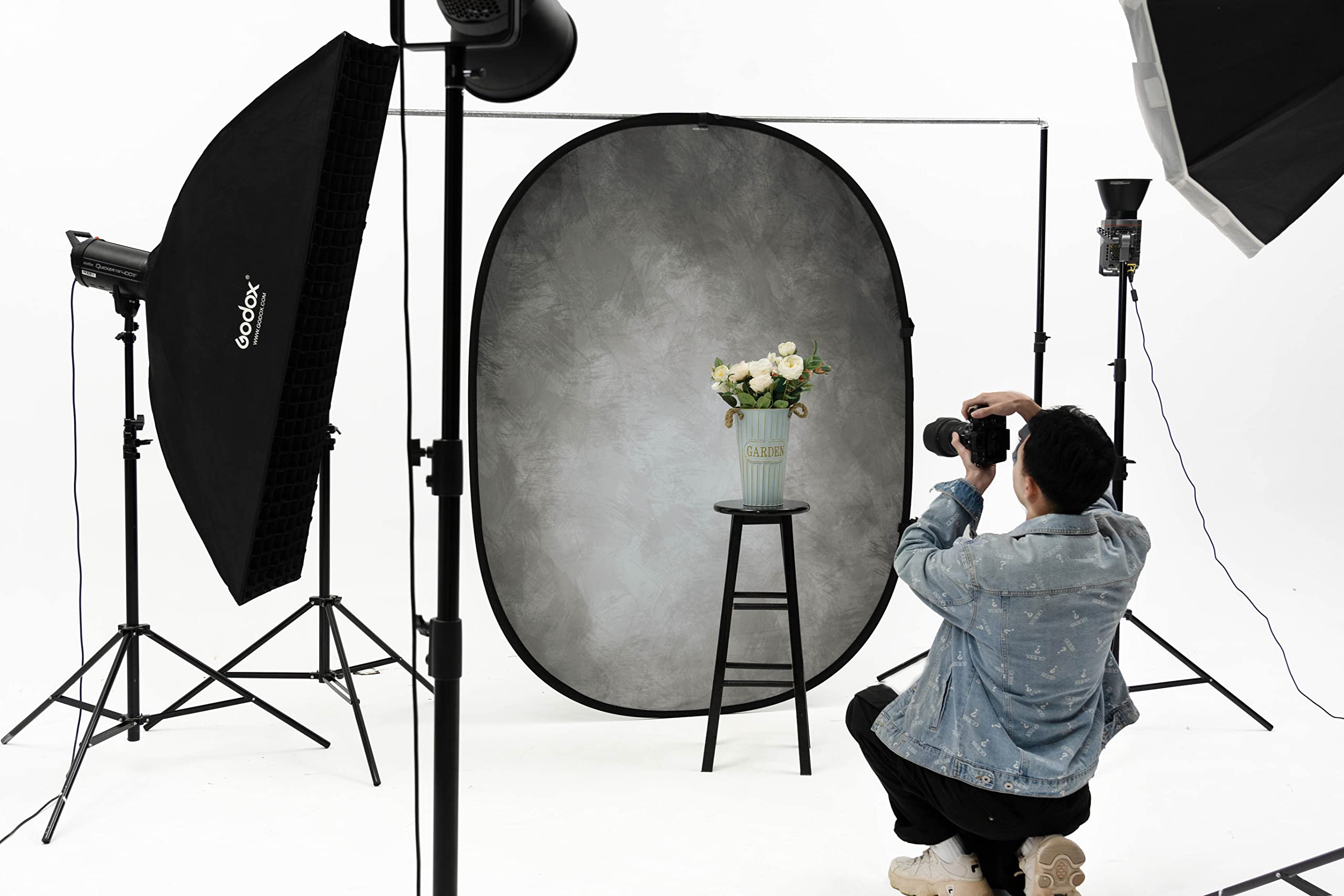 Kate Collapsible Backdrop Pop Up Photo Backdrops Grey Portable Background For Portrait Photography, For Video, For Live Stream,