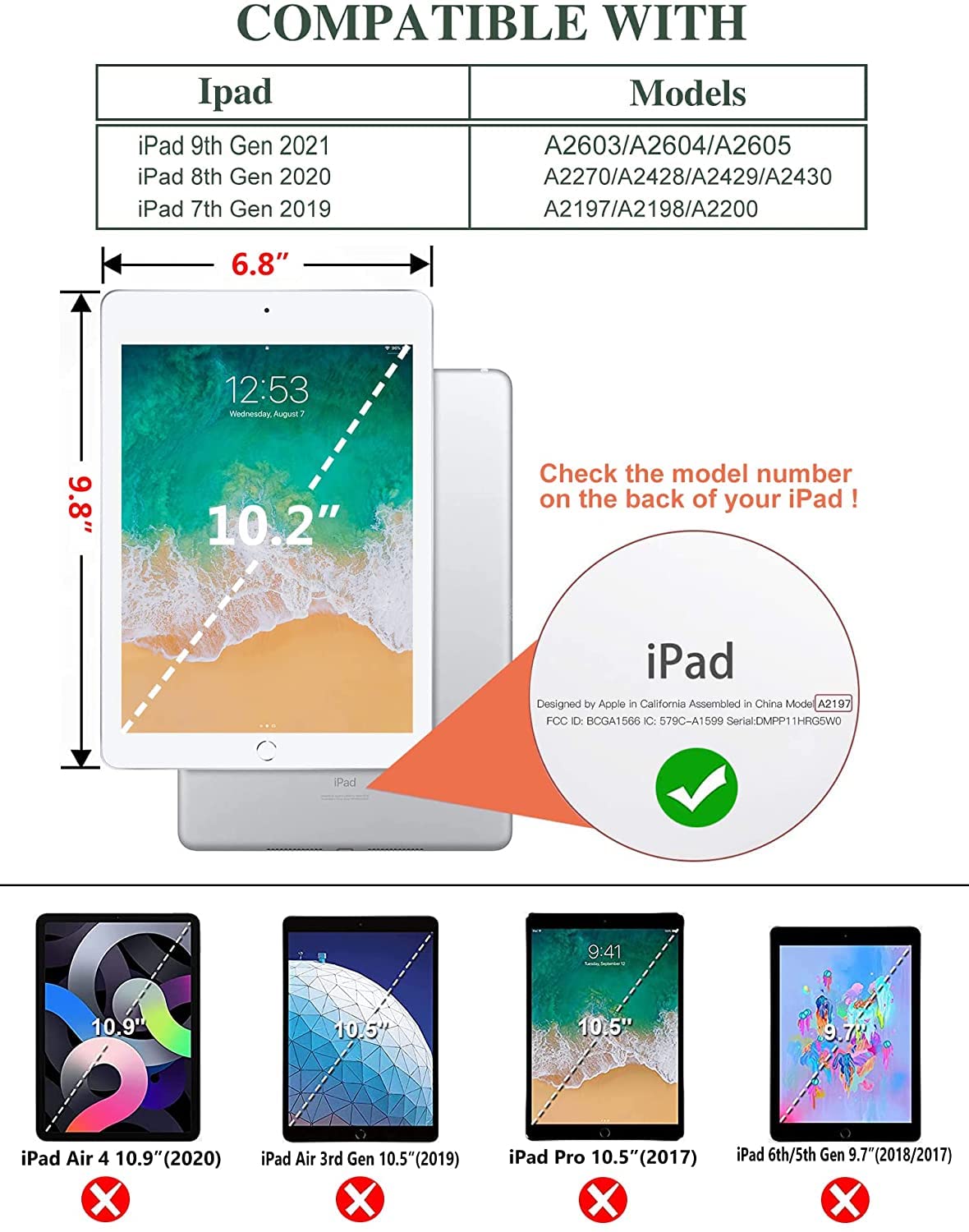 Vimorco Ipad 10.2 Inch Case 7Th 8Th 9Th Generation Cover 2019/2020/2021, Soft Rubber Back Cover Protective Leather Case For Appl