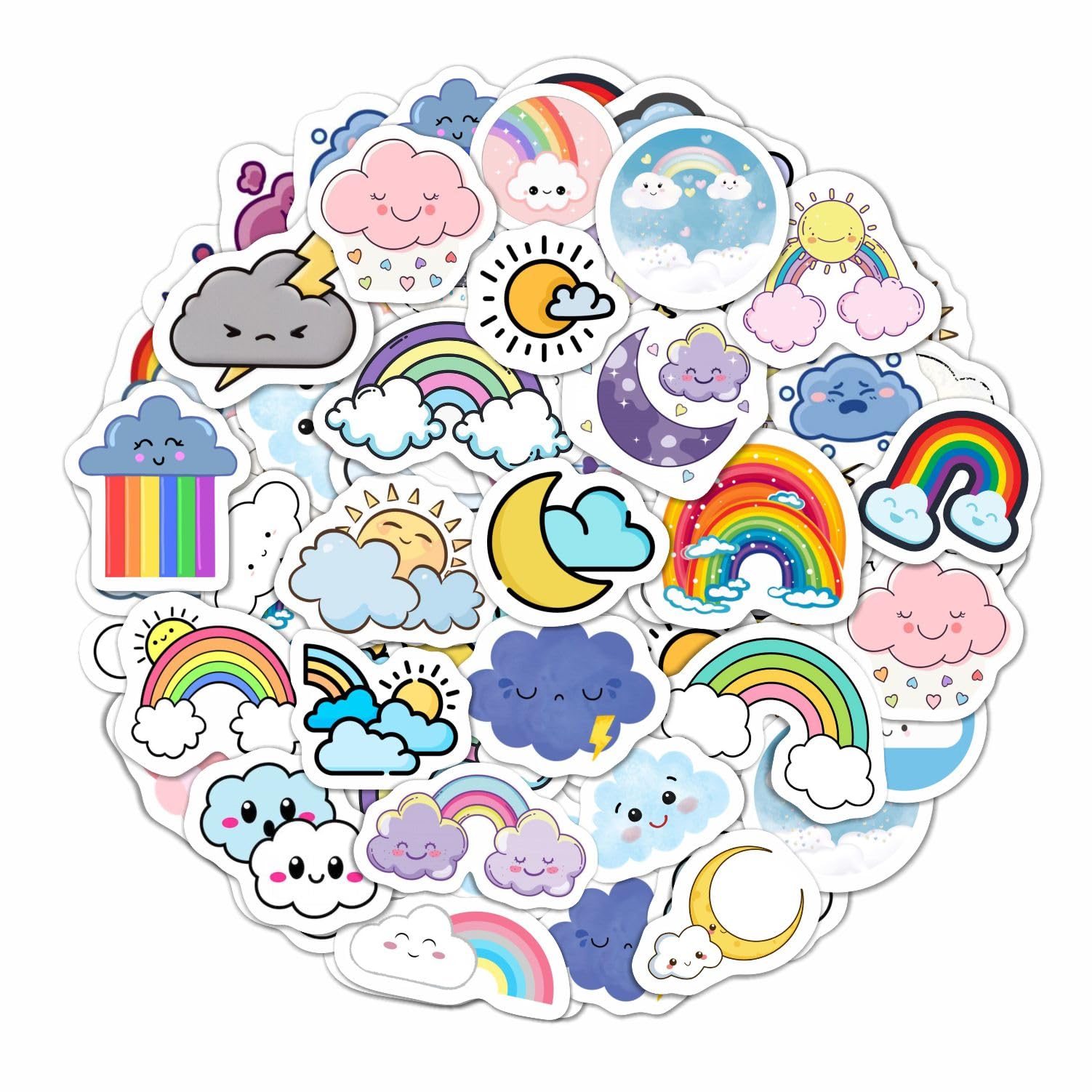 Cloud Stickers, Rainbow Stickers For Water Bottles, Cloud Birthday Party Decorations And Supplies, Cloud Party Favors, Cloud Par