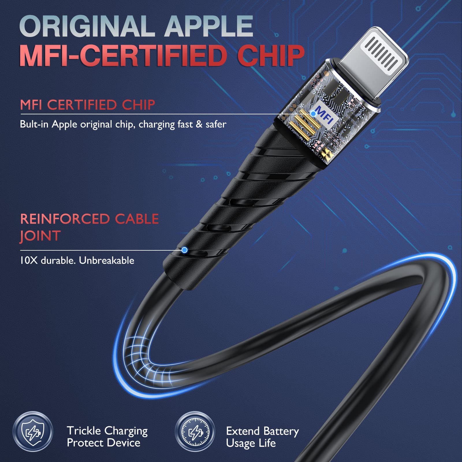 Compatible With Apple Mfi Certified Short For Iphone Charger Cable 3 Pack 1Ft, 12 Inch Lightning Charging Cord, Fast 2.4A For Ip