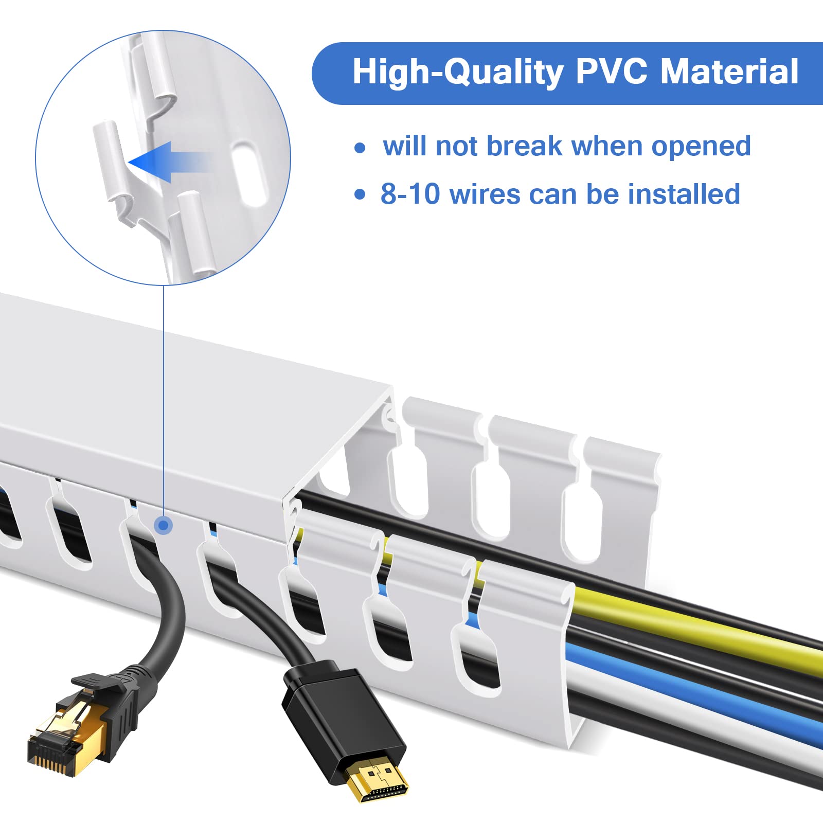 Cable Duct Management Raceway Kit, 31.4'' (2 X 15.7) Server Rack Cable Management, Cable Management For Hide Network Hdmi Vga Ca