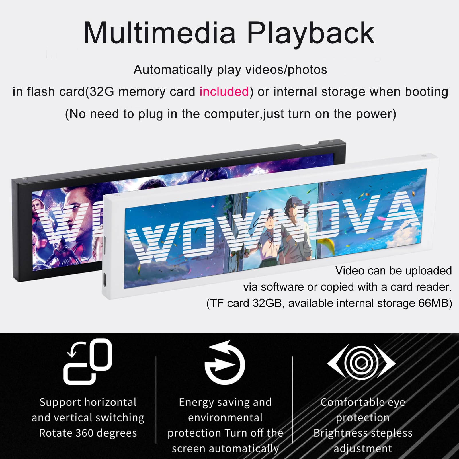 Wownova 8.8'' Computer Temp Monitor (Dynamic Theme Supported), 1 Click 1 Cable To Get Started Quickly Pc Temperature Display Sen