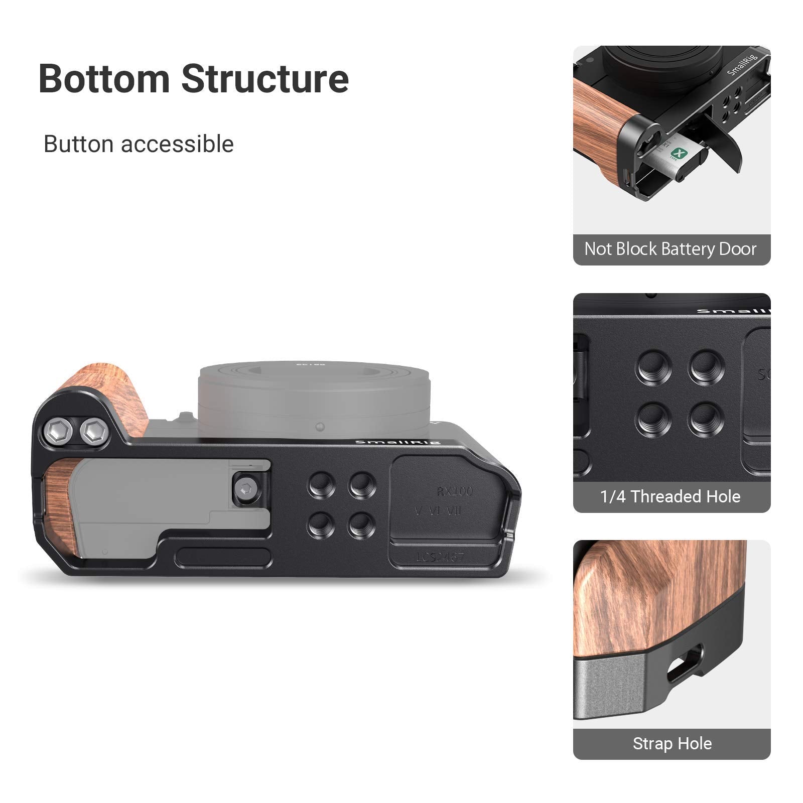 Smallrig L-Shape Bracket Wooden Grip For Rx100 Iii/Iv/V (Va) / Vi/Vii Camera - Lcs2467