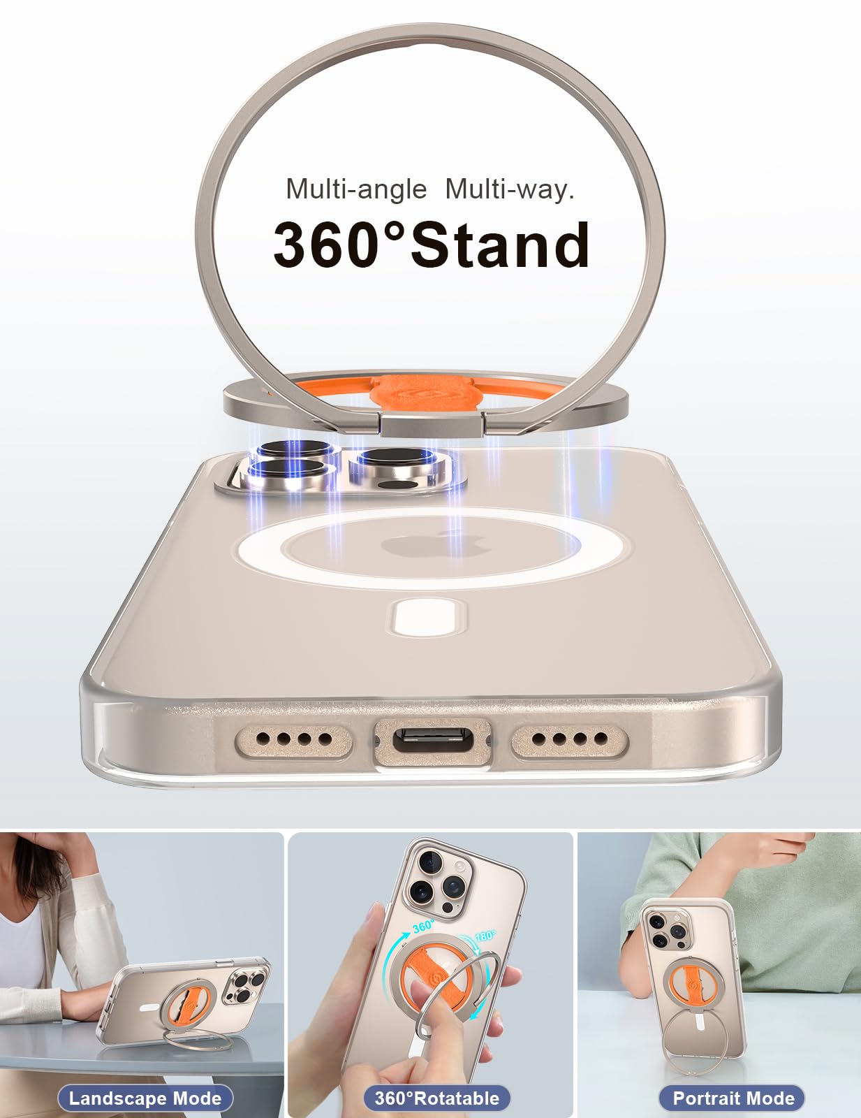 Ewa Magone 3Rd Gen [Compatible With Magsafe] Phone Grip Stand With Finger Strap, Removable Magnetic Ring Holder Kickstand Loop F