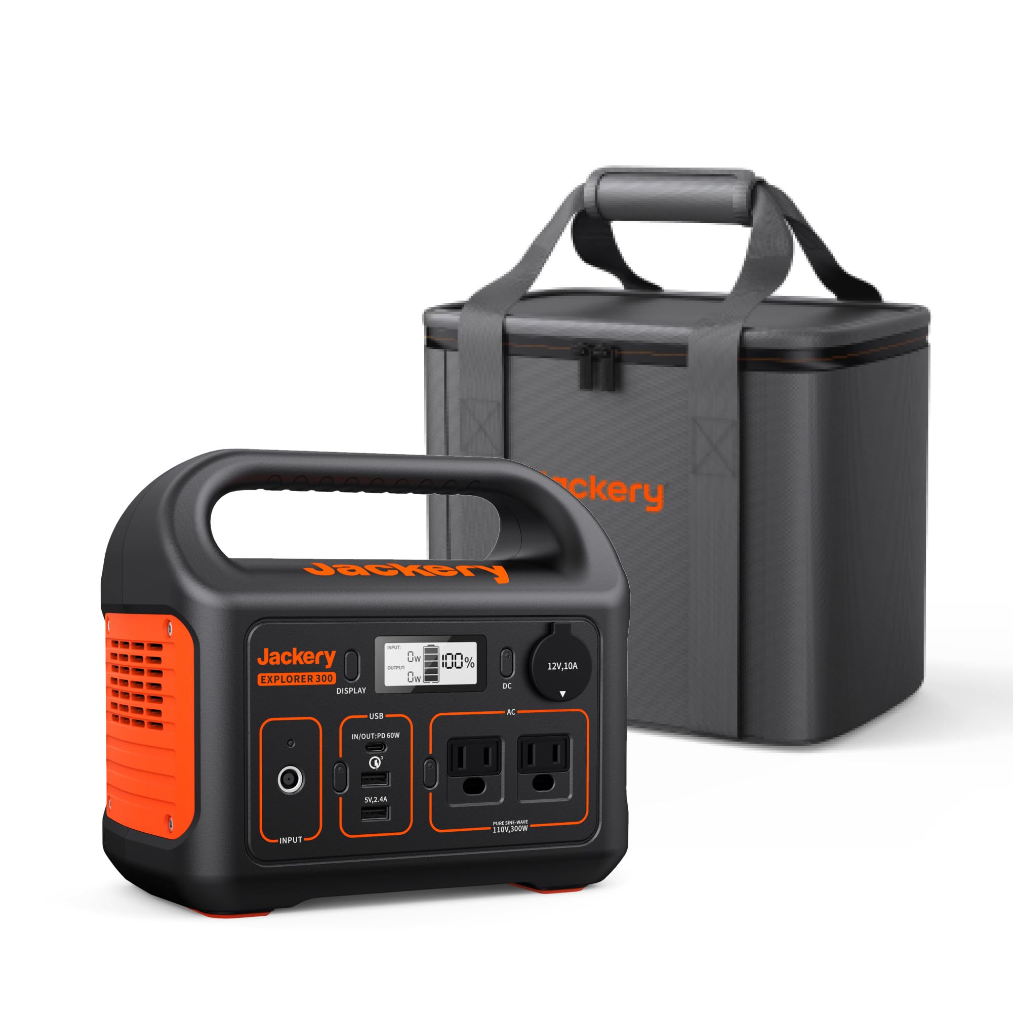 Jackery Portable Power Station Explorer 300 with Carrying Bag, 293Wh Backup Lithium Battery, Solar Generator for Outdoors Campin