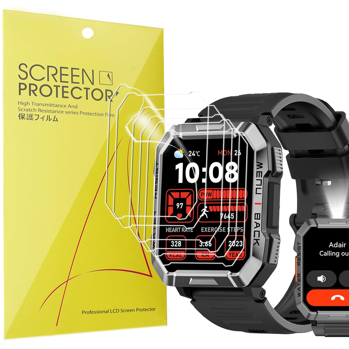 Compatible For Blackview Military Smart Watch Screen Protector, [6 Pack] Lamshaw Full Coverage Tpu Clear Film Compatible For Bla