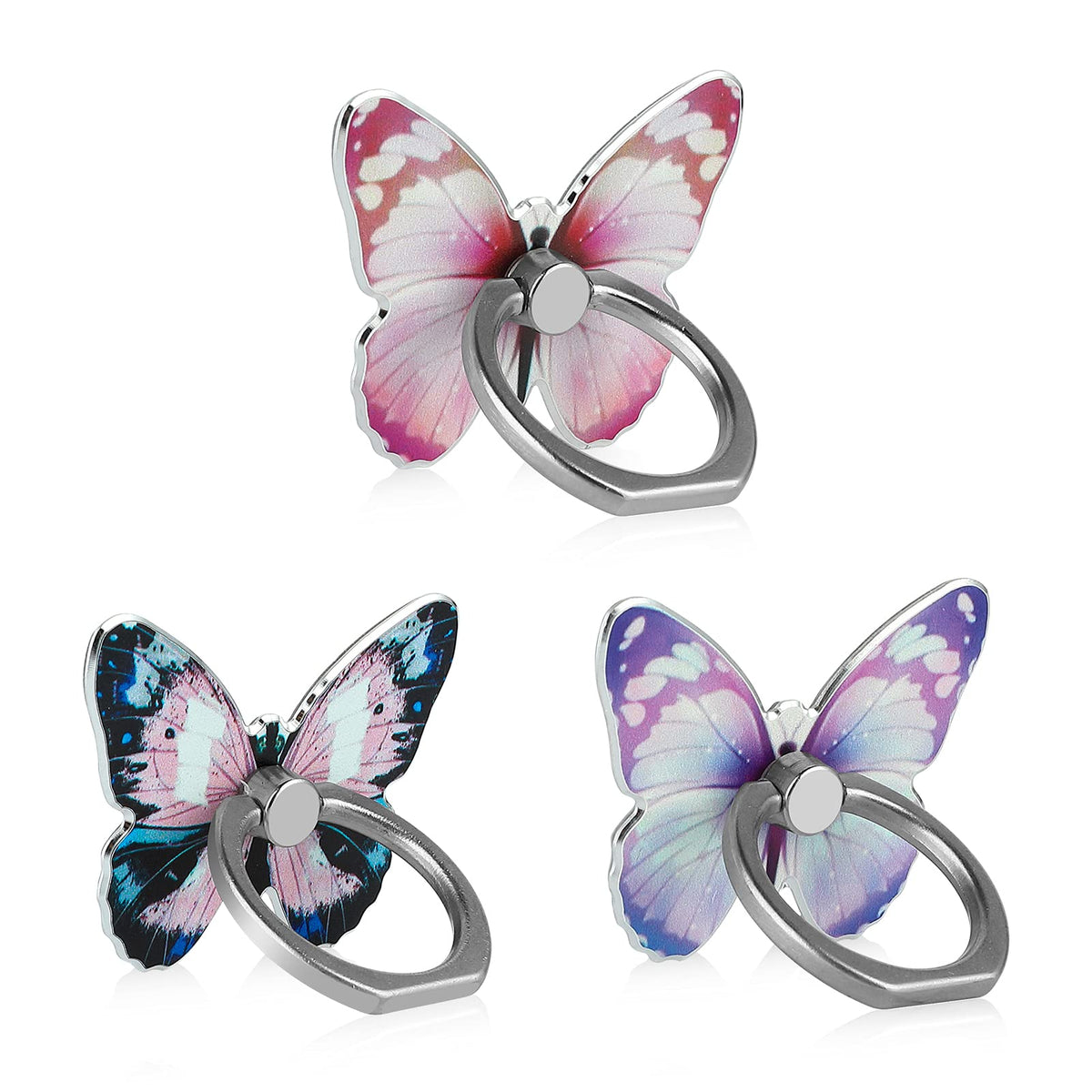 Lsl Cute Butterfly Cell Phone Ring Holder 360Rotation Metal Finger Stand Kickstand Universal Compatible With Iphone Samsung Gala