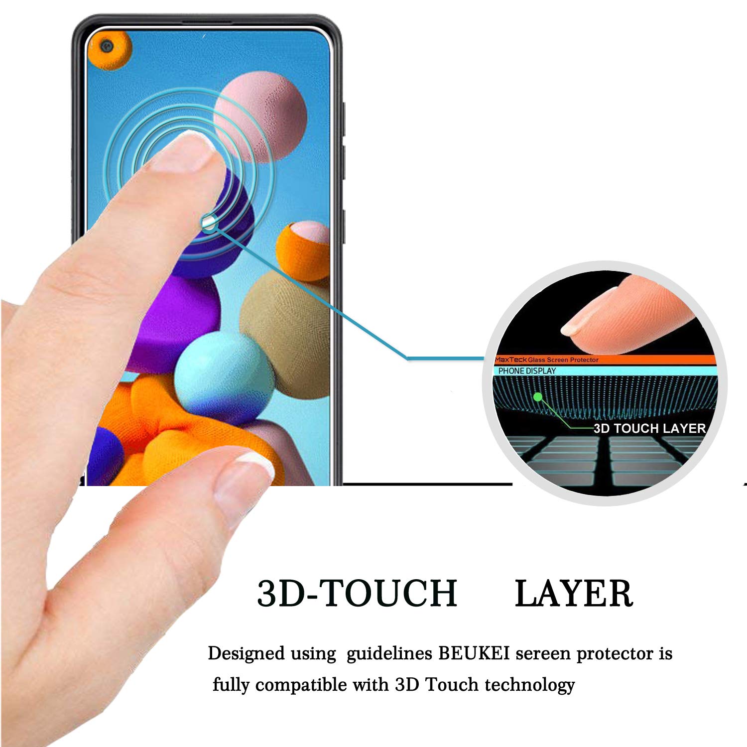 Beukei (4 Pack) For Samsung Galaxy A21 Screen Protector Tempered Glass, Anti Scratch, Bubble Free