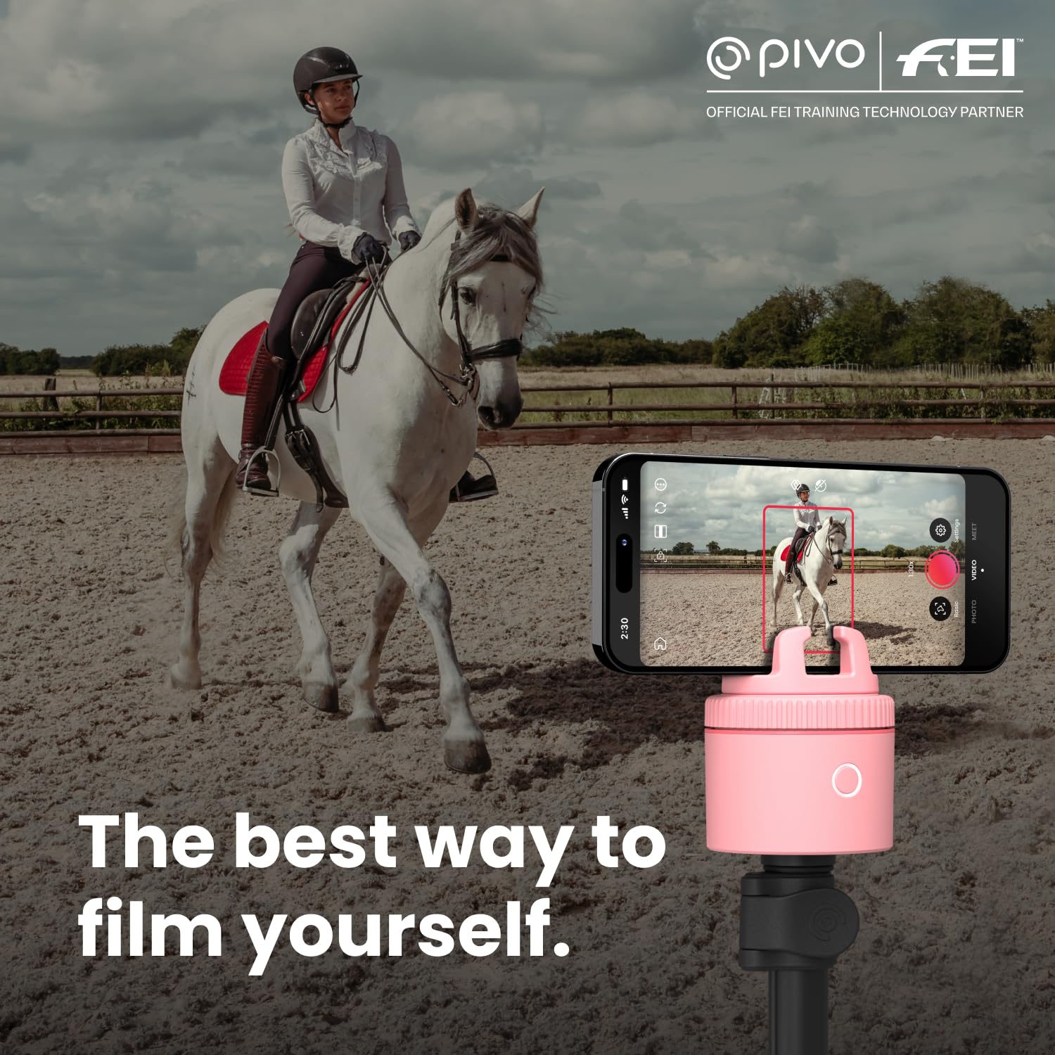 Pivo Equestrian Lite Value Pack Auto Horse, Face And Body Tracking, Ai-Powered 360 Rotation Smartphone Holder, Equine Coaching,