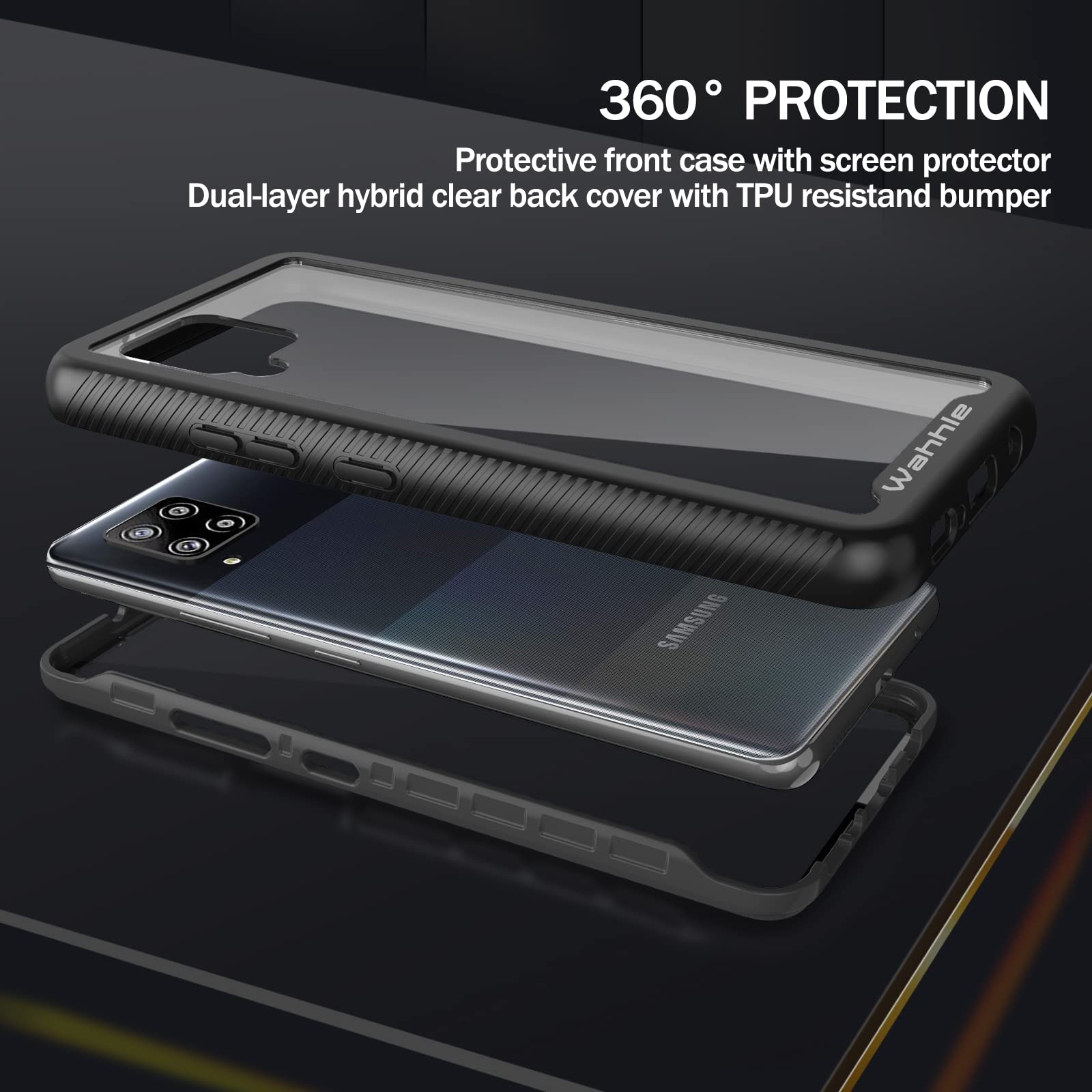 Wahhle Compatible With Samsung Galaxy A42 5G Case, Built In Screen Protector Full Body Shockproof Slim Fit Bumper Protective Pho
