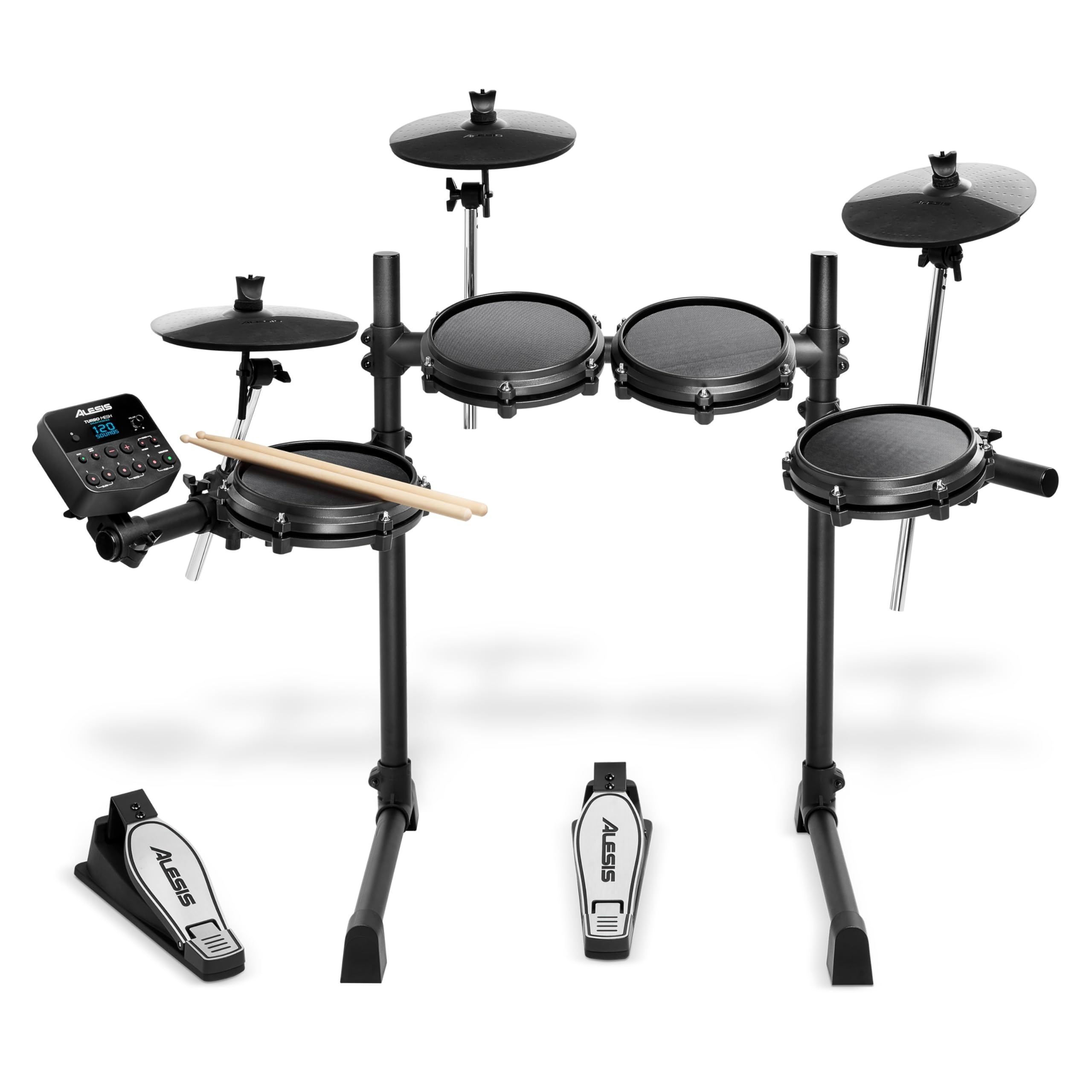 Alesis Turbo Mesh Kit | Seven Piece All Mesh Electronic Drum Kit With Play Along Tracks, Drum Sticks & Drum Key Included