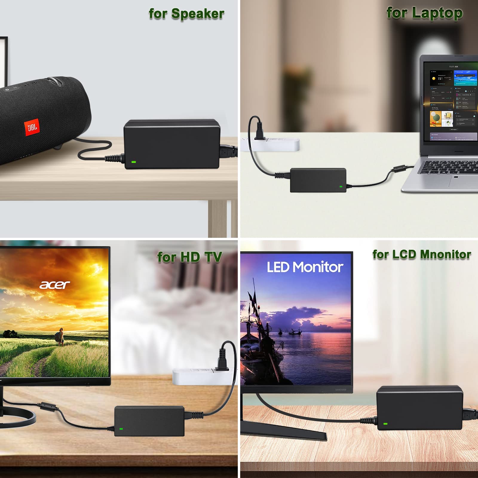 Tkdy 19V 3.42A Laptop Charger Adapter, 19V Dc Power Supply Computers Accessories, Fit For Dc 19 Volts Asus Acer Gateway Toshiba Hp Laptop Lg Samsung Monitor Jbl Speaker.