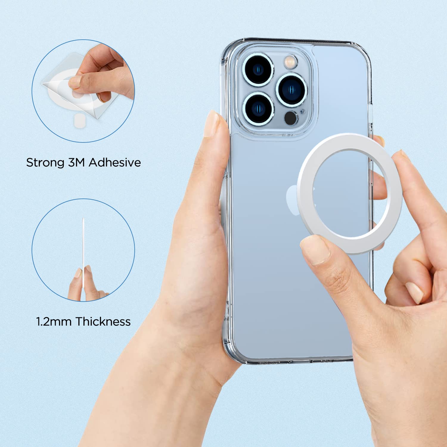 Outxe Magnetic Adapter Ring 2Pack, Universal Magnet Sticker Compatible With Magsafe Accessories & Wireless Charging For Iphone 1