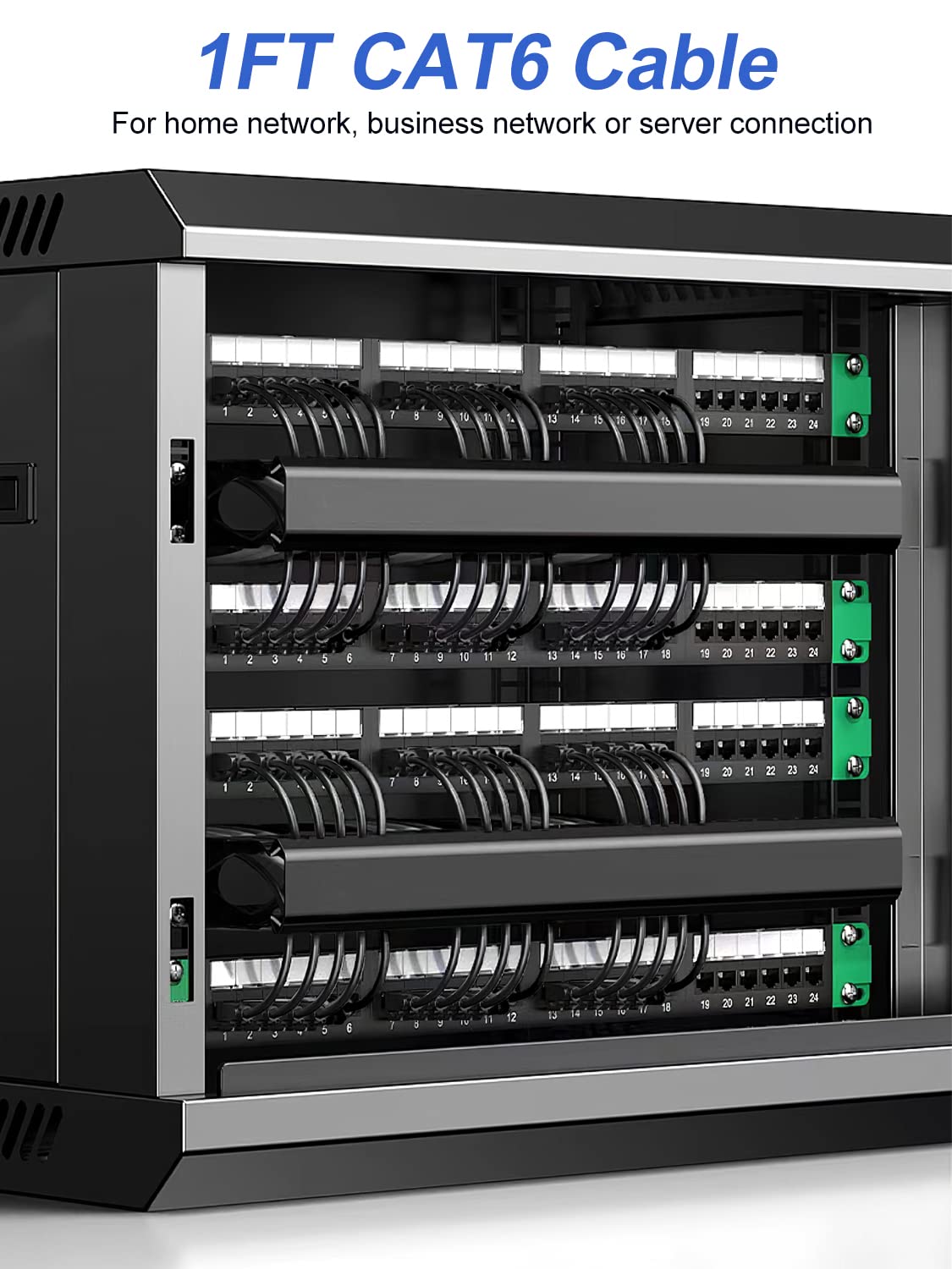 Apojodly Cat6 Ethernet Cable 1Ft 2 Pack, Short Patch Cable 1 Foot Cord (Cat 6 Cable, Internet Rj45 Cable, Network Cable) 10Gbps