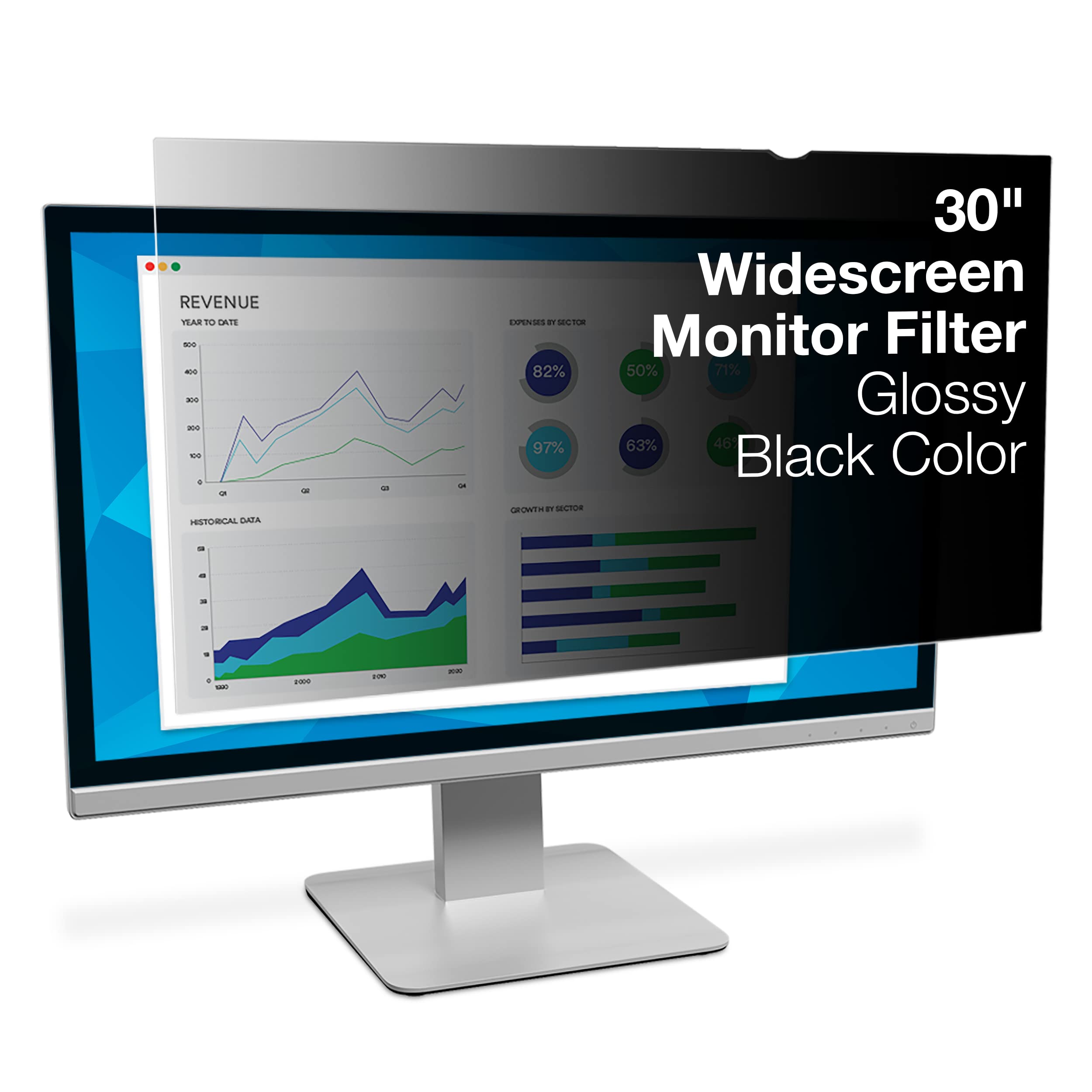 3M Privacy Filter For 30'' Widescreen Monitor (16:10) (Pf300W1B),Black