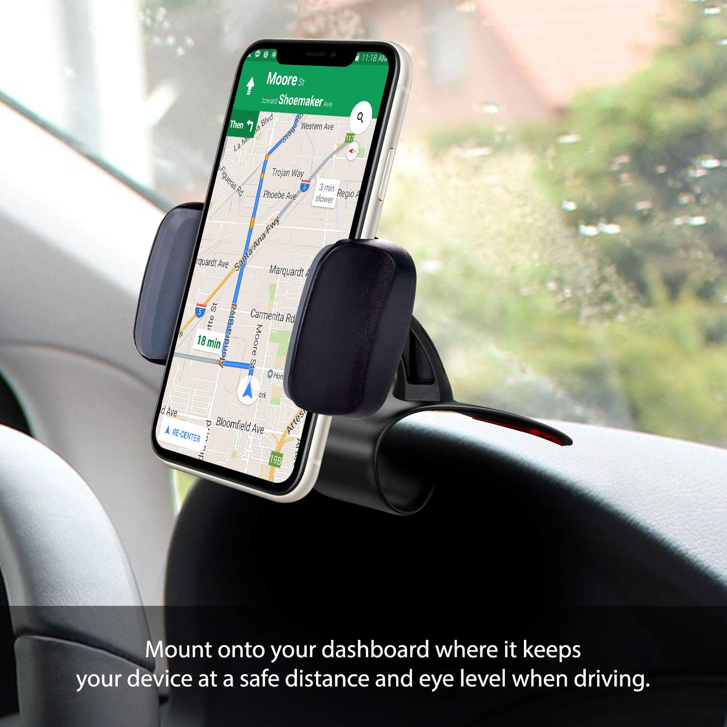 Phone Holder For Car, Dashboard Cell Phone Holder   Clip On Dashboard Car Cradle Compatible For Iphones, Samsung Galaxy Smartpho