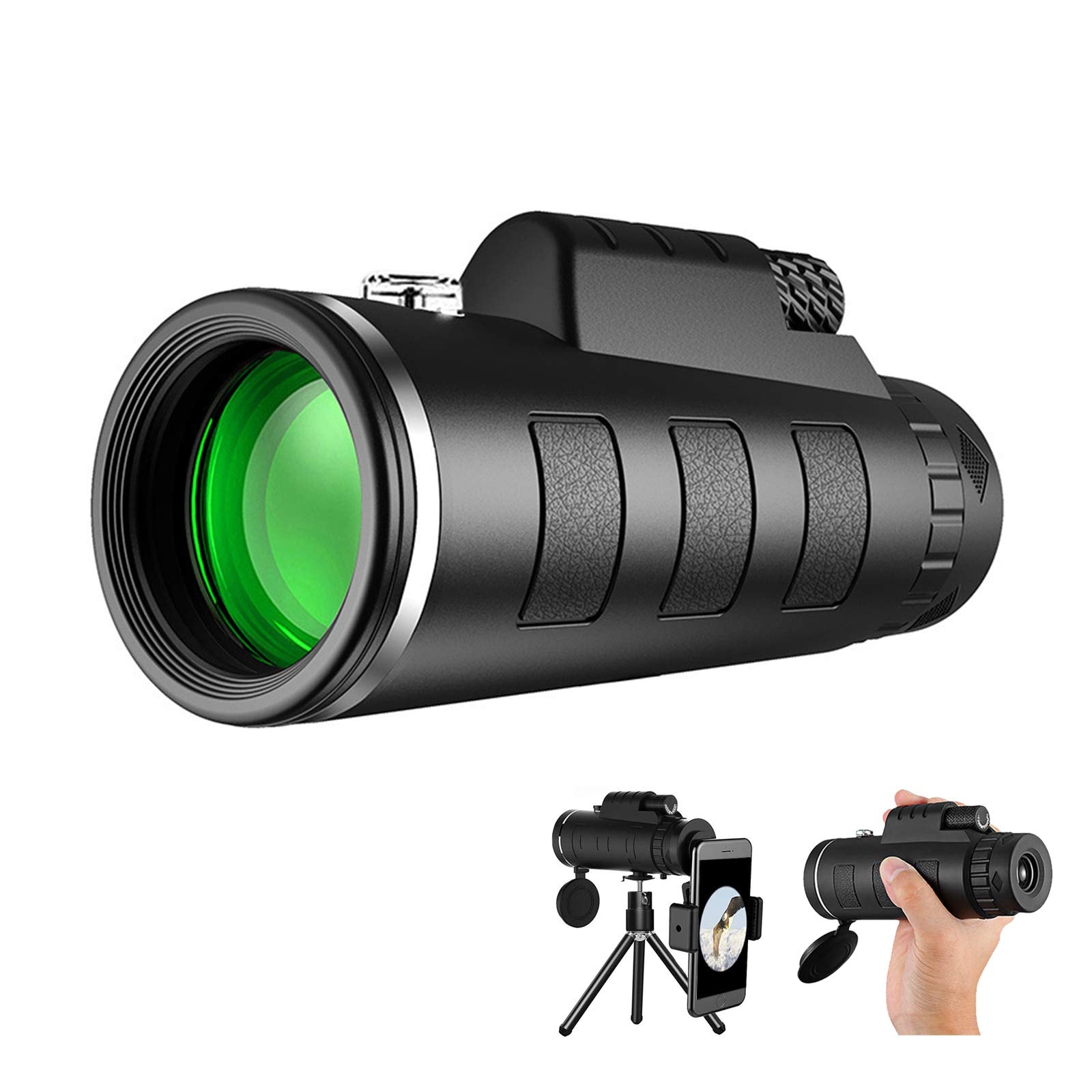 Monocular Telescope, 12X50 High Definition BAK4 Prism Monocular with Smartphone Holder & Tripod for Hunting Hiking Traveling Bir