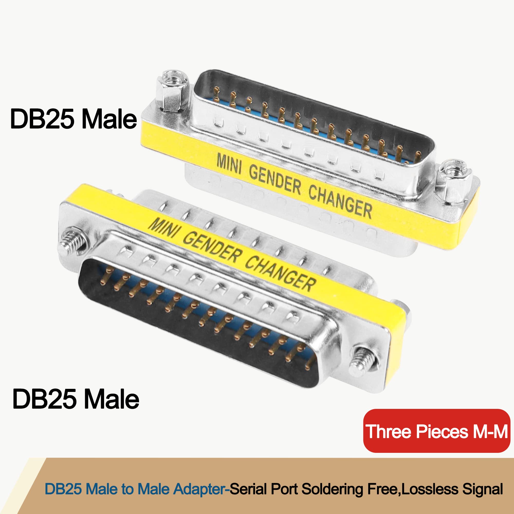 Meiriyfa Db25 25 Pin Gender Changer D Sub 25Pin Coupler Serial Cable Gender Changer Rs232 Vga Adapter Connetor For Applications Pack Of 2 (Male To Male)
