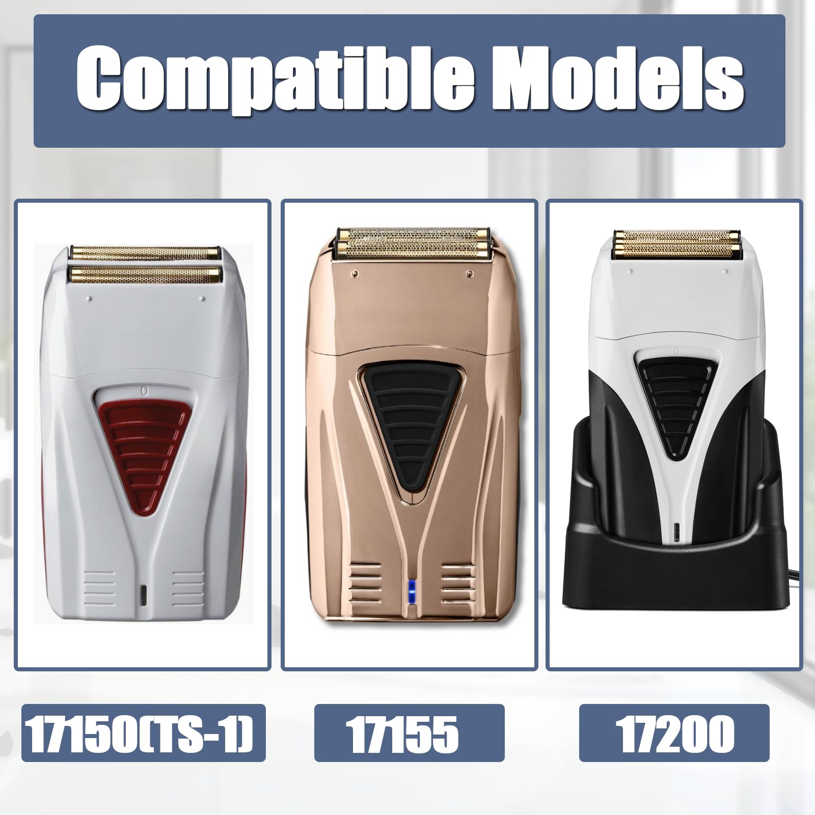 2 Pack Pro Shaver Replacement Foil And Cutters Compatible With Andis 17150(Ts 1)/17155/17200 Shaver For Profoil & Lithium Shaver