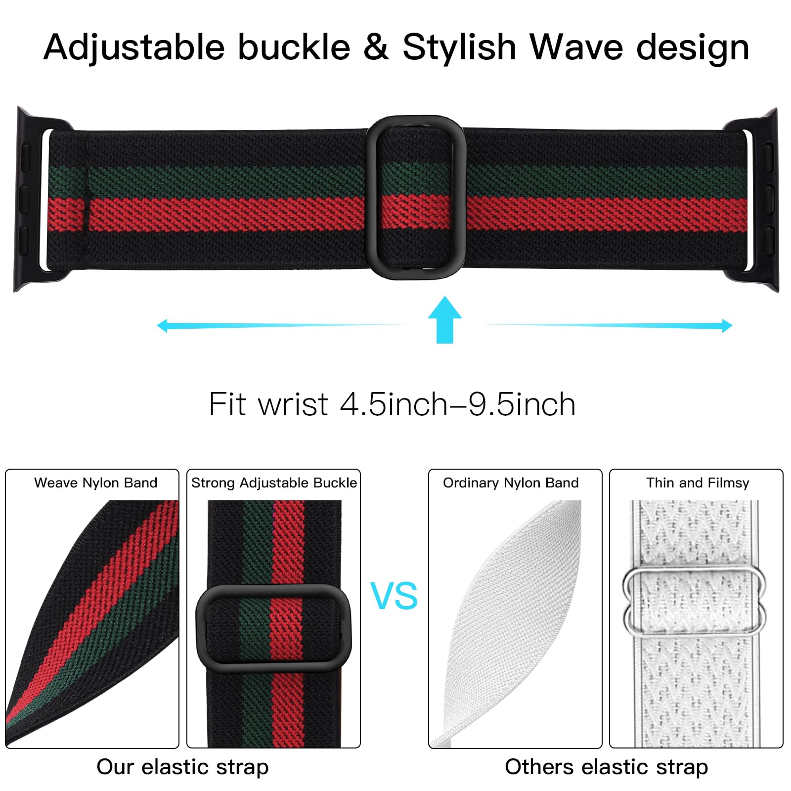 Lerobo Compatible With Apple Watch Band 42Mm 38Mm 40Mm For Women Men Se Series 9 8 7 Series 10 46Mm Sport Band Stretchy Nylon So