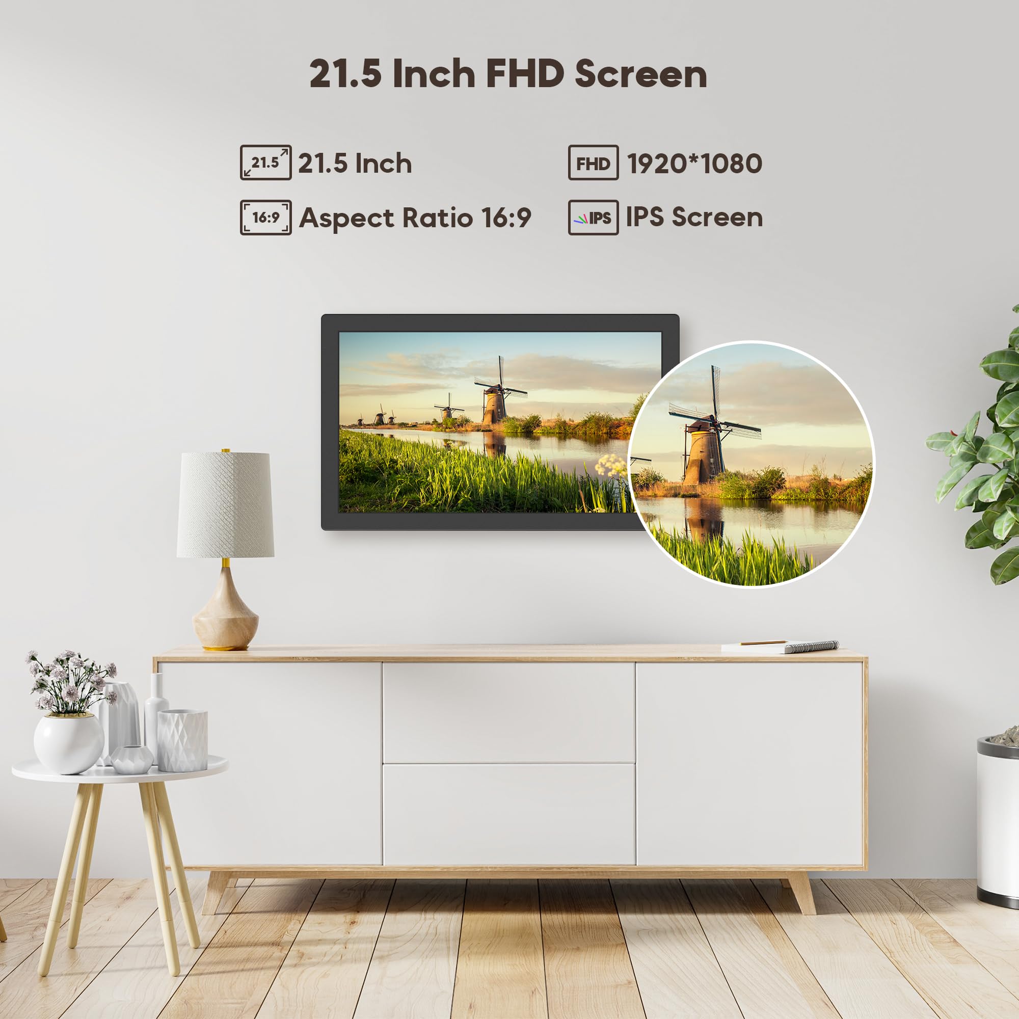 Uhale 21.5 Inch Wifi Digital Picture Frame With Remote Control, 1920 X 1080 Fhd Ips No Touch Screen Electronic Photo Frames With