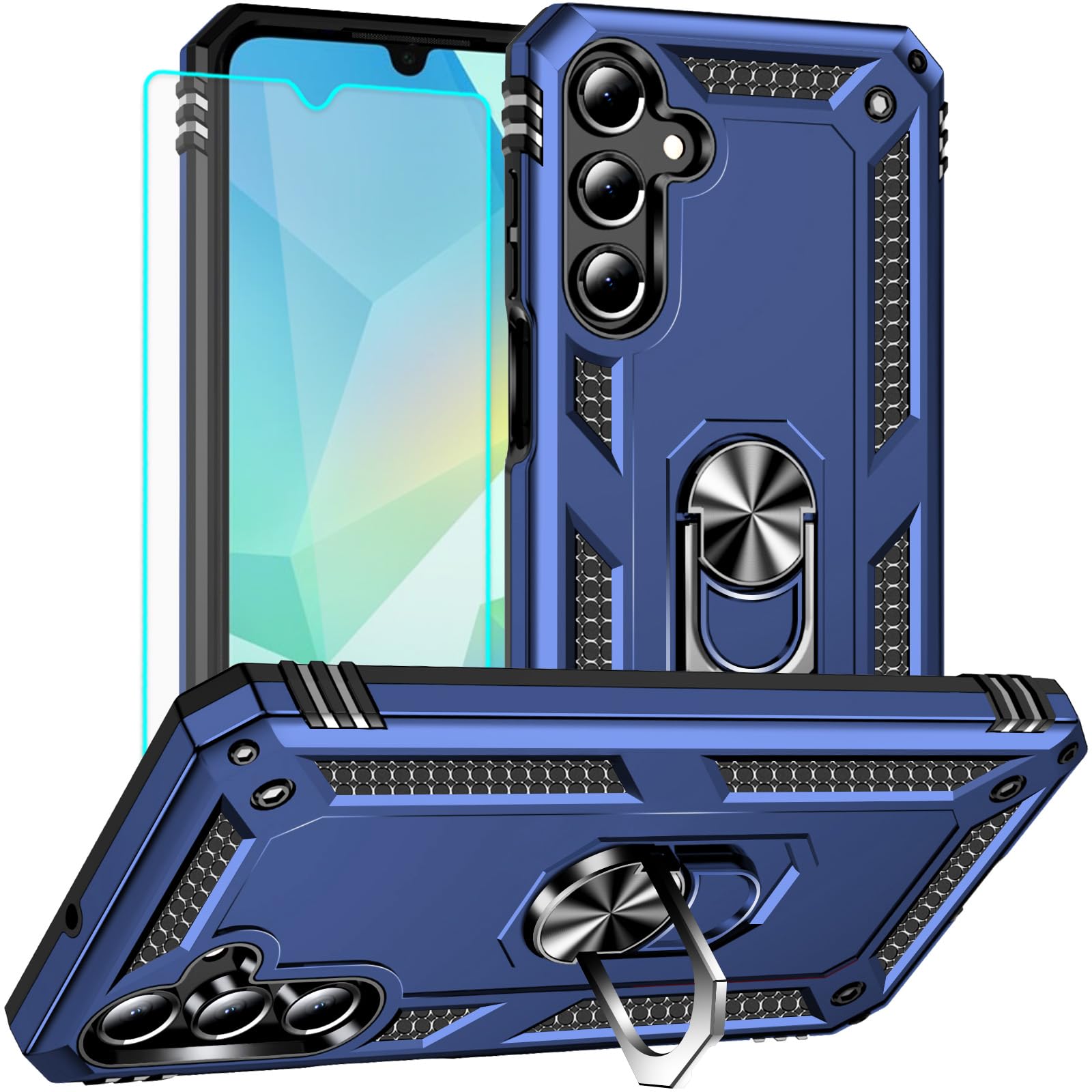 for Samsung Galaxy A16 5G Case: with Screen Protector - Military Grade Protective Cases with Finger Ring Holder Kickstand for Sa