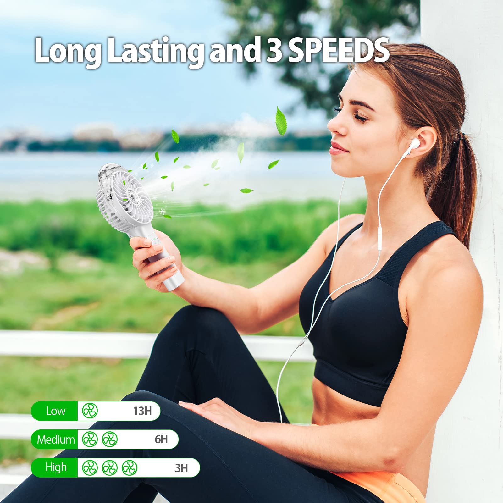 Morecore Portable Handheld Misting Fan, Battery Operated Personal Spray Water Mist Fan, Rechargeable Mister Fan, Mini Foldable F