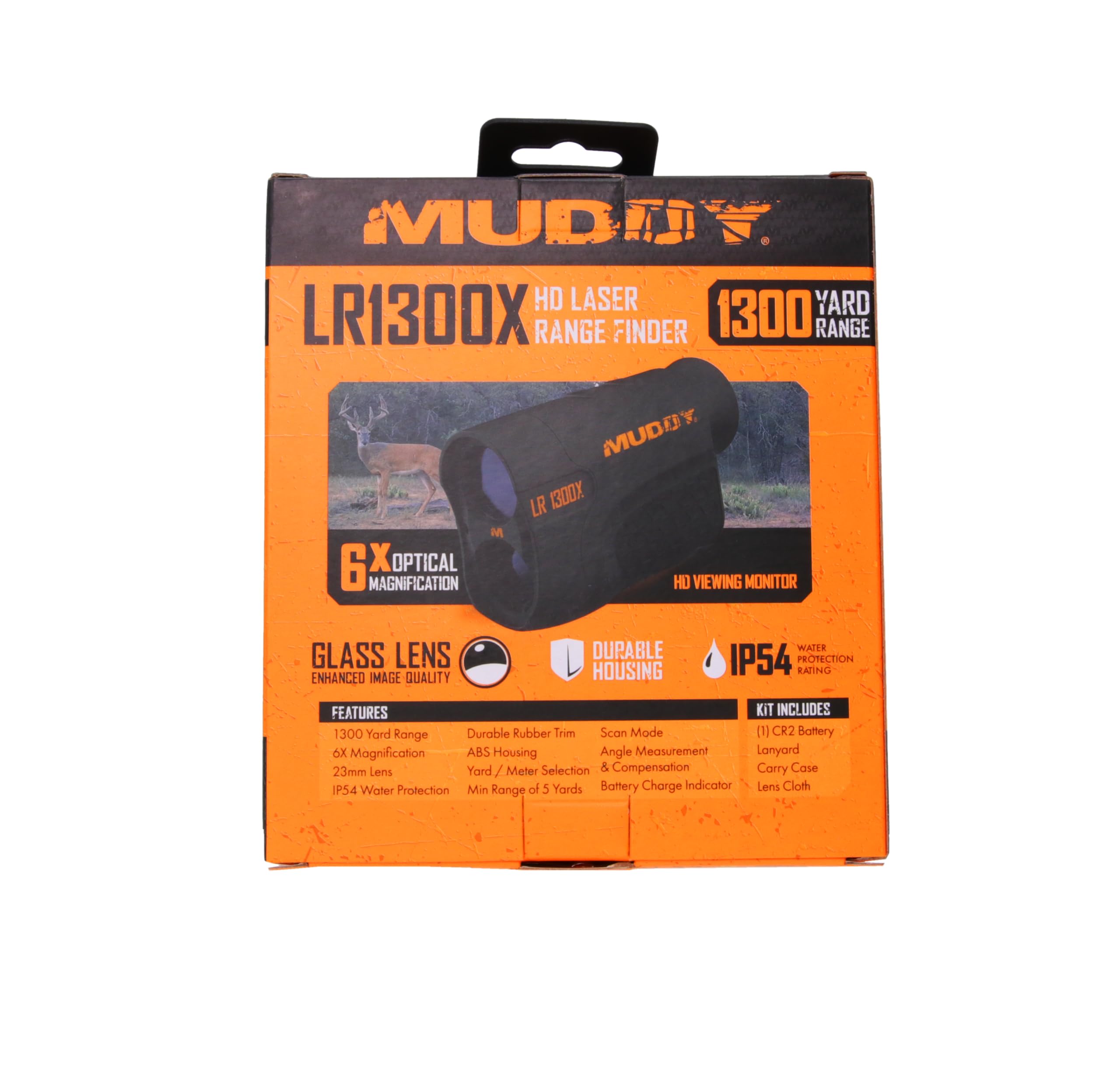 Muddy Hunting Outdoor Precision Rubber Trim Watertight Laser Range Finder, 1300 Yards W/Hd
