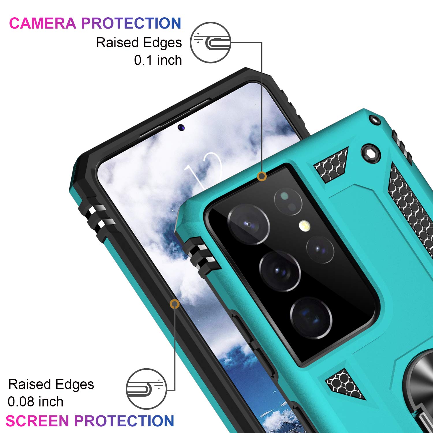 Ikazz For Galaxy S21 Ultra Case,Military Grade Shockproof Heavy Duty Protective Phone Cover Pass 16Ft Drop Test With Magnetic Ki