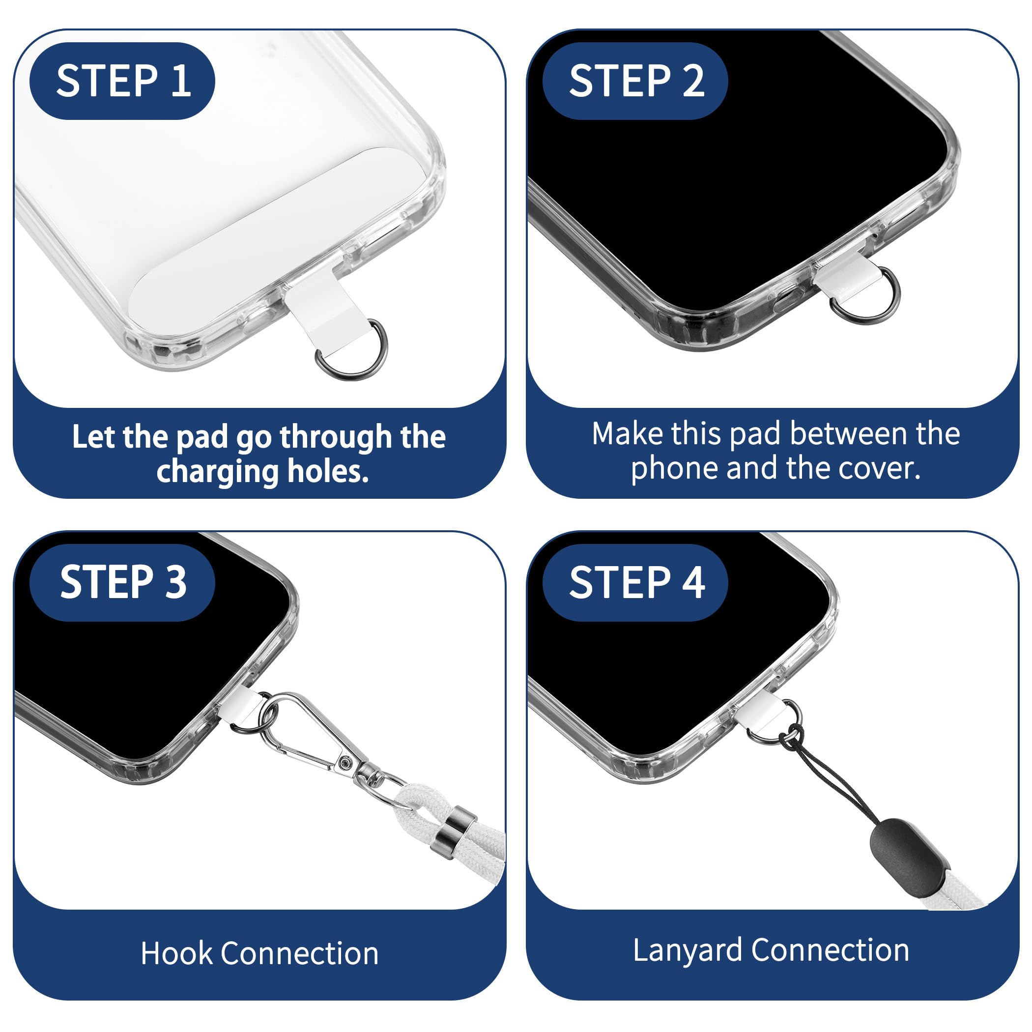 Cacoe Phone Lanyard 2 Pack 1   Adjustable Neck Strap,1   Wrist Strap,4   Pads,Universal Crossbody Cell Phone Lanyards,Multifucti