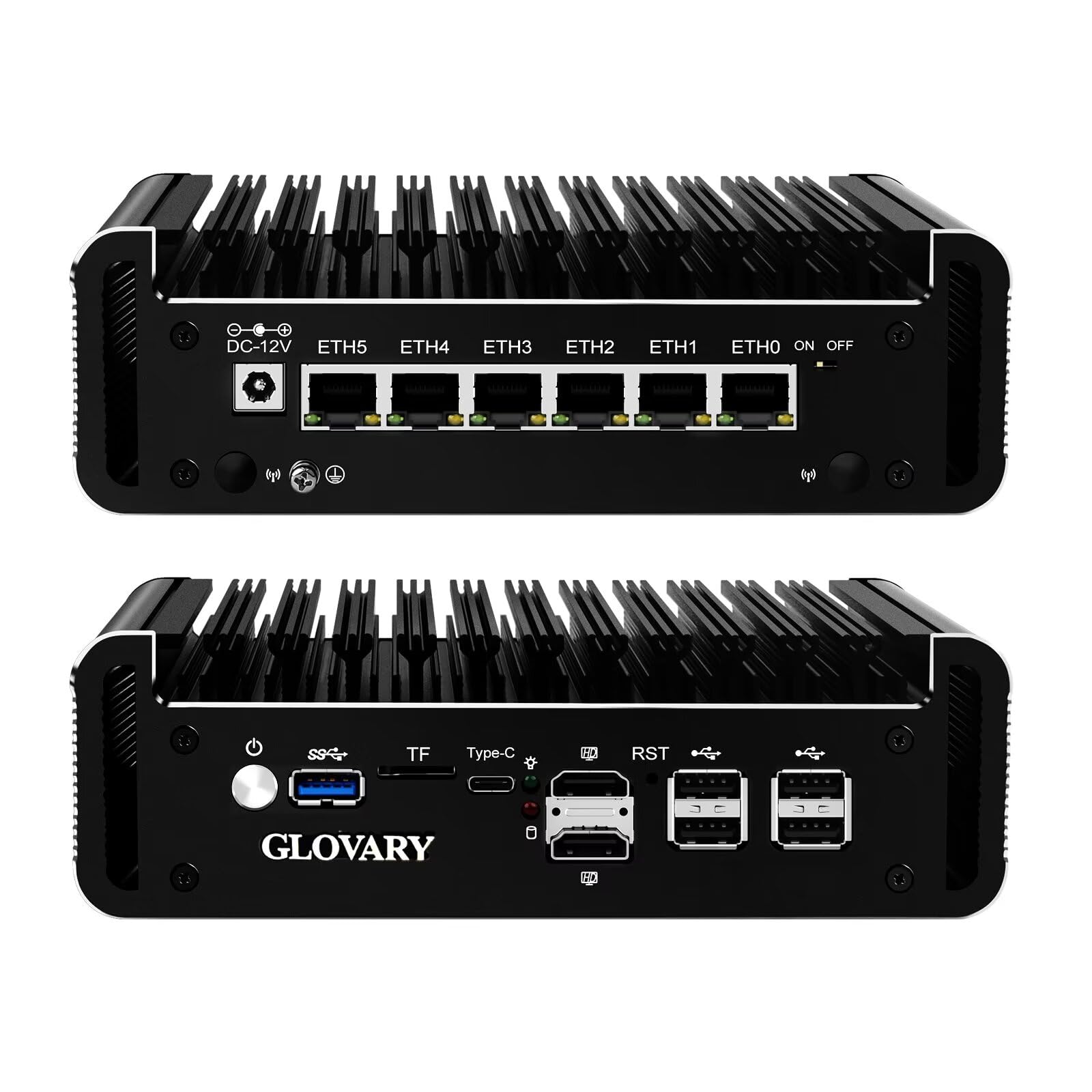 Glovary Firewall Mini PC Quad Core N150, DDR5 8GB RAM 128GB NVMe SSD, 6 x 2.5GbE i226V LAN Fanless Computer Hardware, Micro Rout
